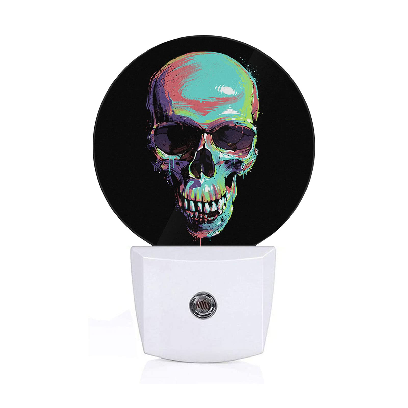Axayaz Skull Night Light Plug Into Wall Bright Graffiti Skeleton Head Halloween Dia De Los Muertos Auto Sensor Led Dusk To Dawn Light For Bedroom Staircase