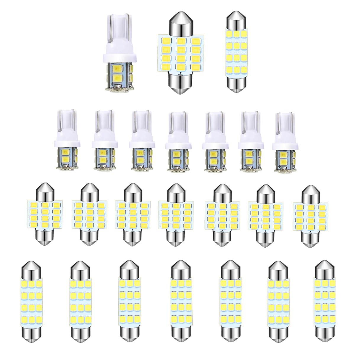 24PCS Car Interior LED Bulb  Dome Light LED Car Interior Replacement Bulb Kit Set T10 31 mm 41 mm for Car Interior  Indoor Map Dome Lights  License Lights  Trunk Lights  Etc.