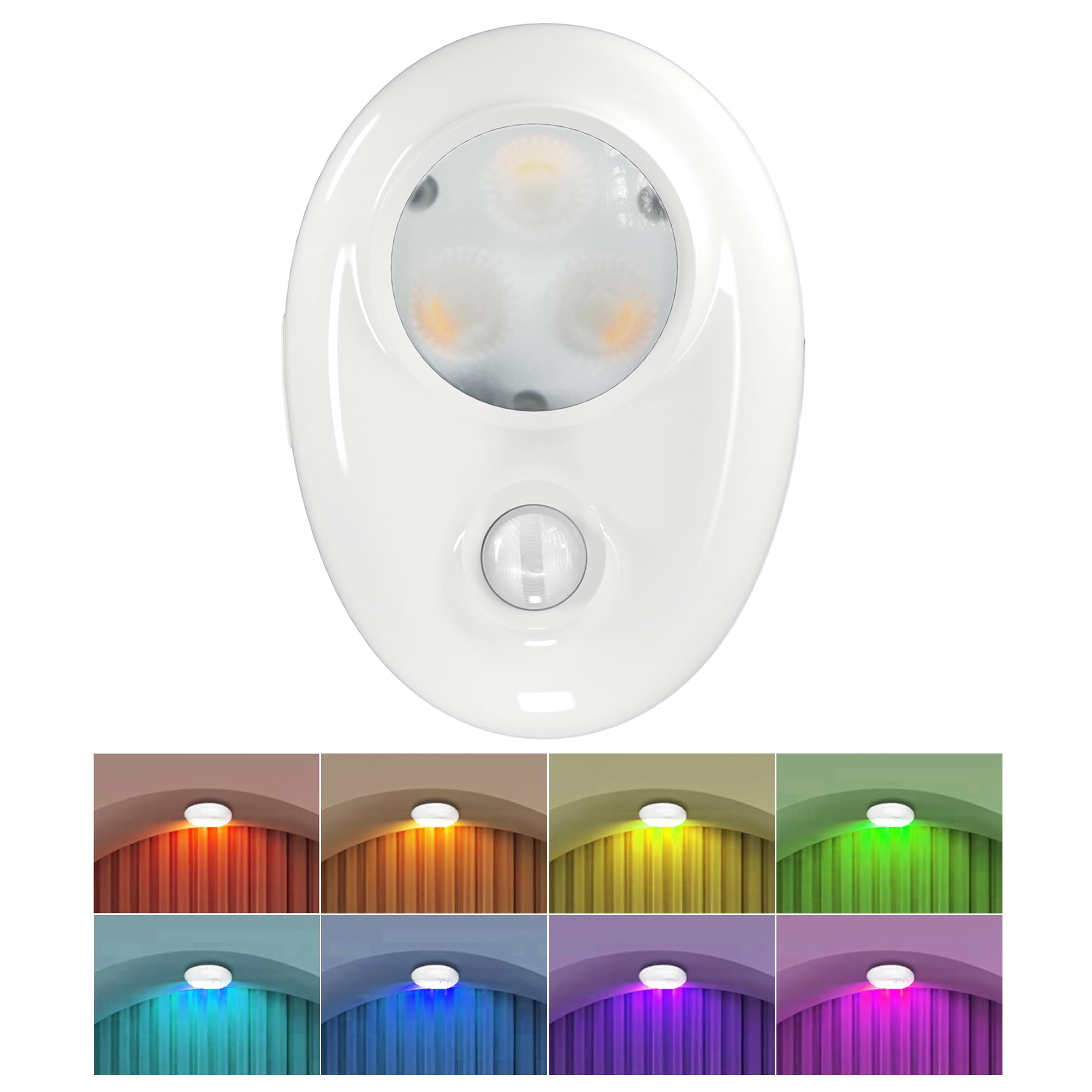 LIGHTULIFE Night Light - Remote Control, Motion Activated, 12 Color Dimmable, USB Rechargeable, Magnetic LED, Model DIR03EY, White