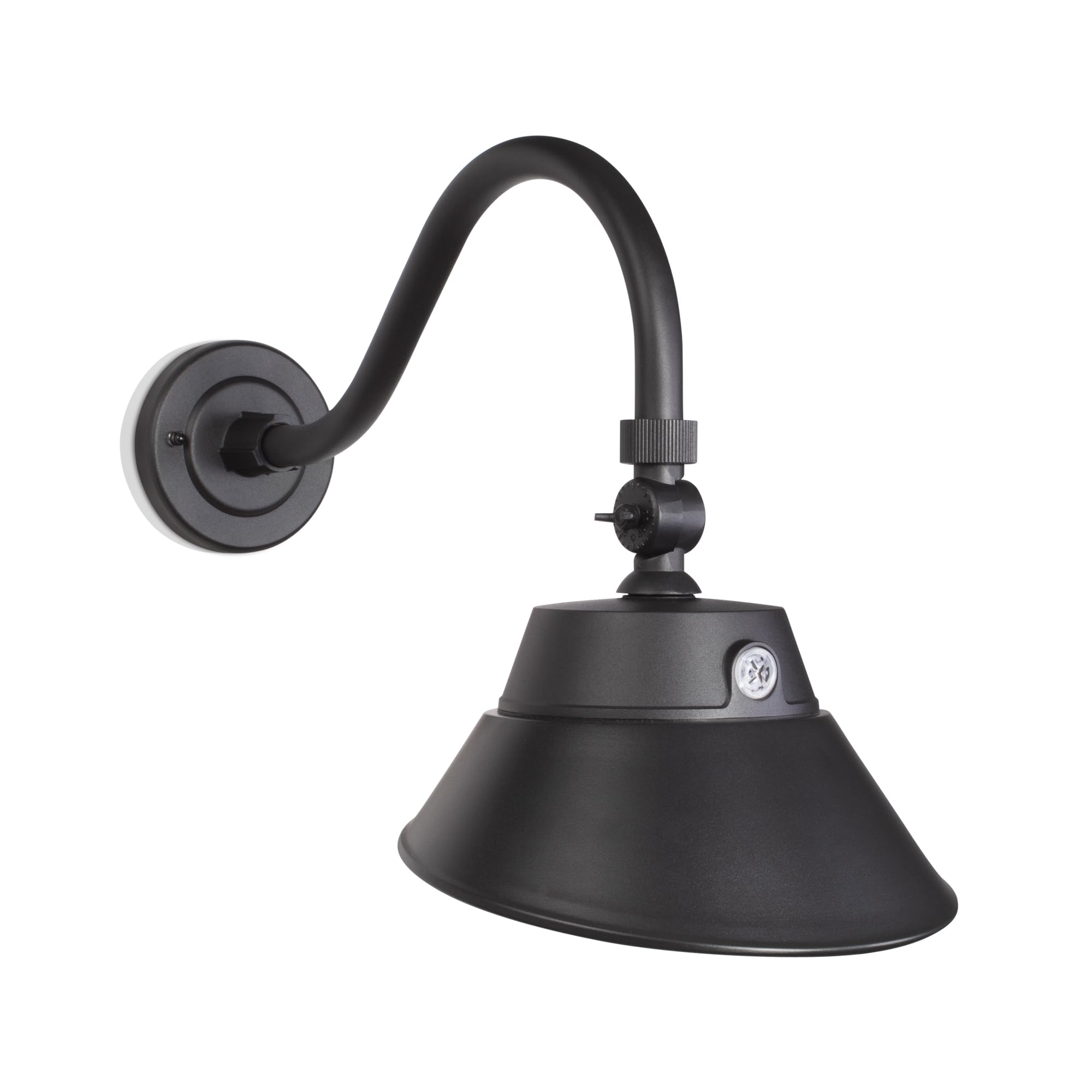 30W/20W/15W LED Black Gooseneck Barn Light Fixture, 10in Diameter with 15.7in. Long Gooseneck Arm, 30K/40K/50K CCT Switching, Du
