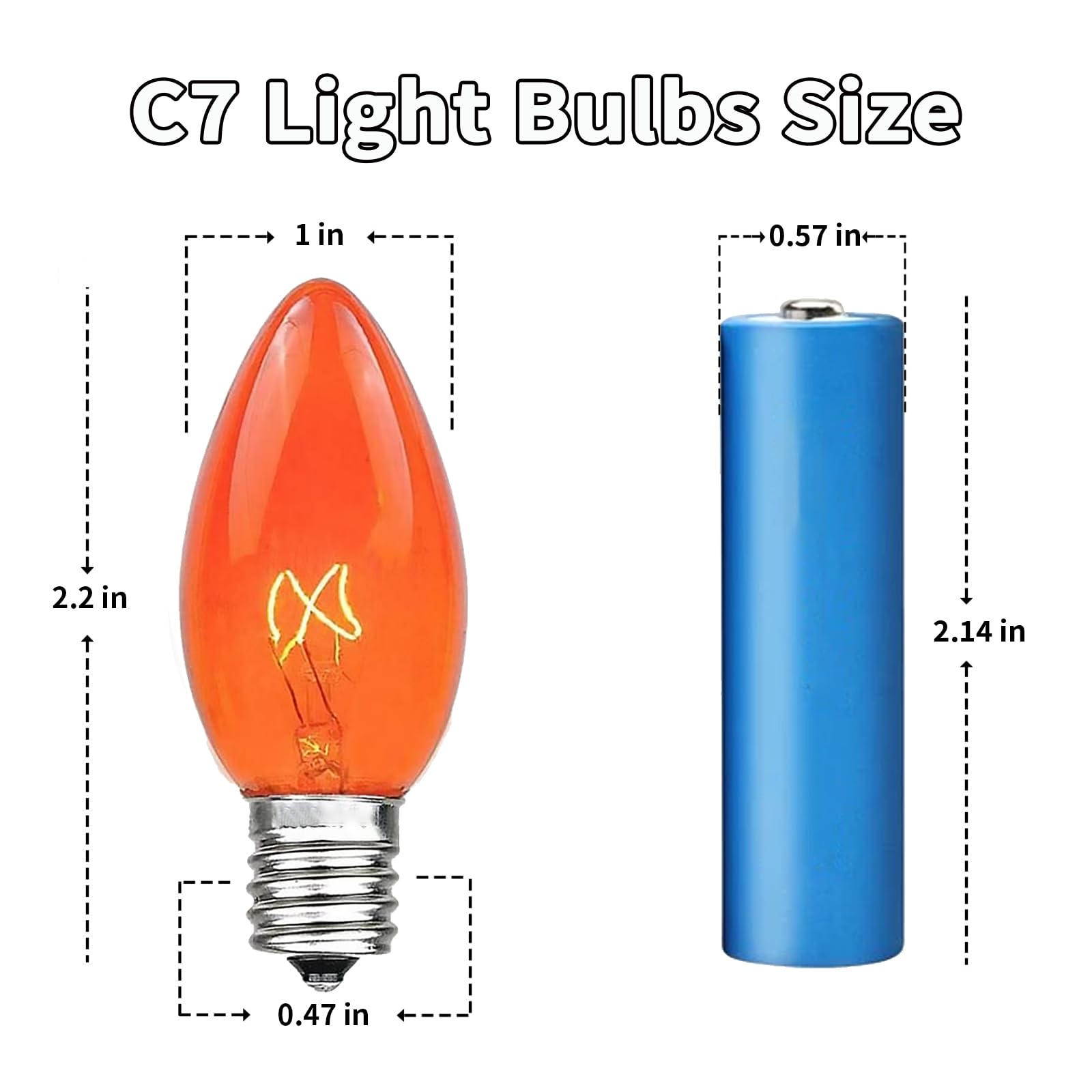 CHYParty C7 Replacement Bulbs - 25 Pack 5W Orange Glass Light Bulbs for Outdoor Decor, E12 Candelabra Base, Halloween & Christmas Use