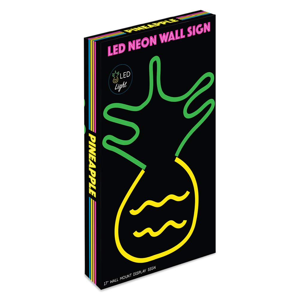 Isaac Jacobs Led Neon Pineapple Wall Sign - 17&quot;X10&quot; - Yellow & Green - Usb Powered Decor