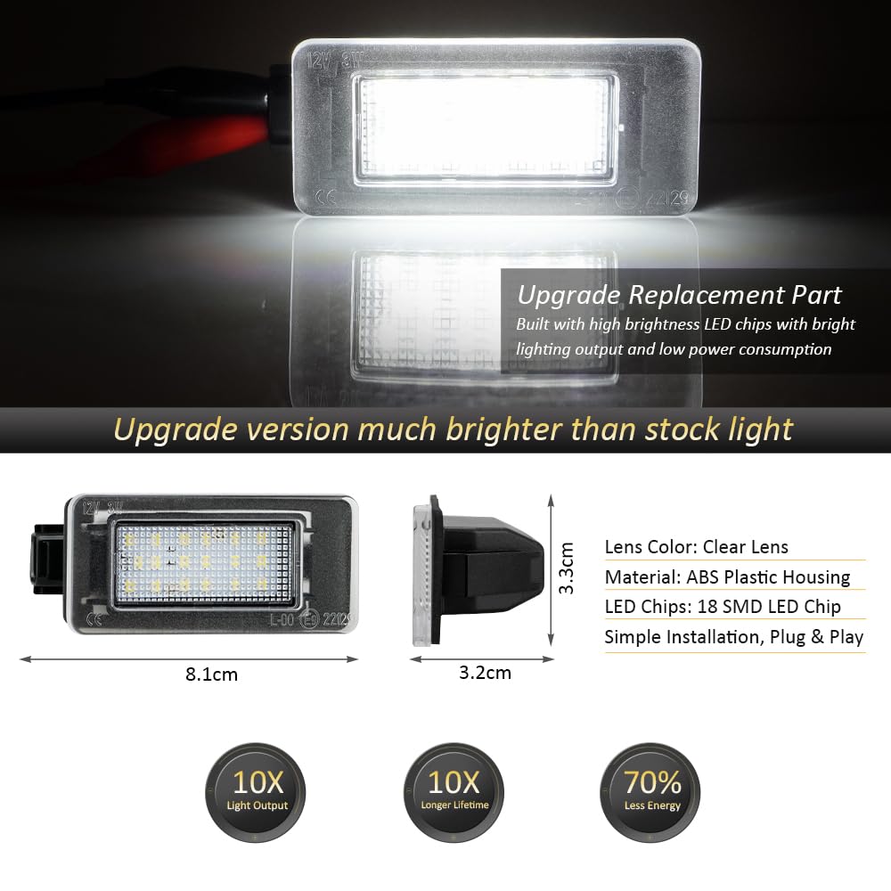 D-Lumina LED License Plate Light Tag Lamp Assembly, 18-SMD Xenon White, for 2019-UP Nissan Altima/Sentra/Rogue, Pack of 2