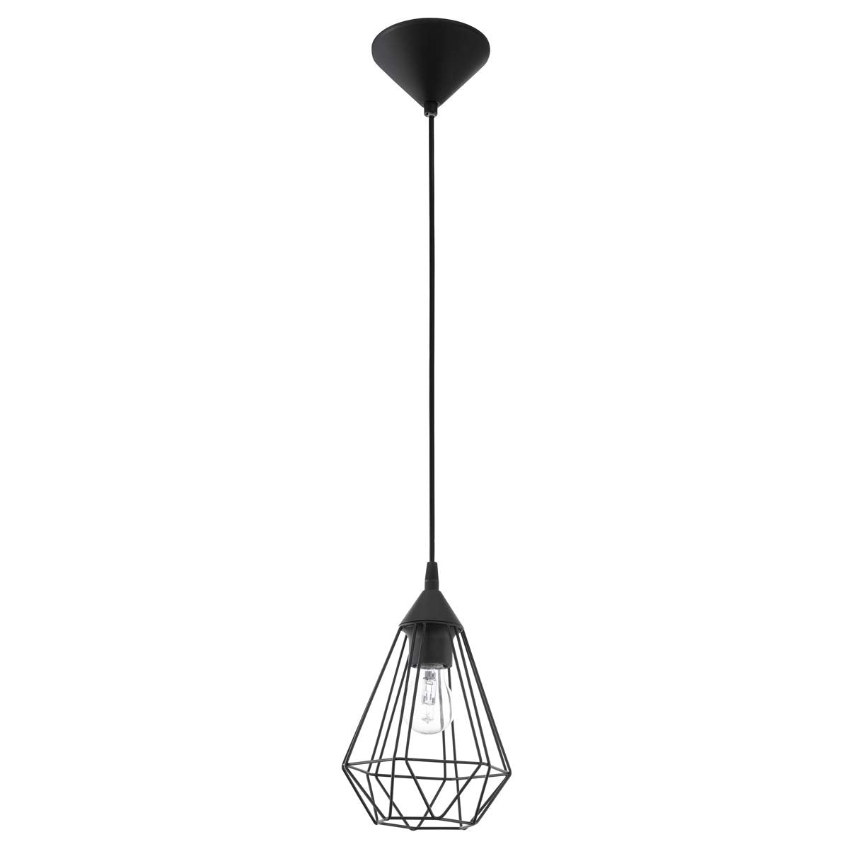 EGLO One Light Pendant, Matte Black, Metal, Model 94187A