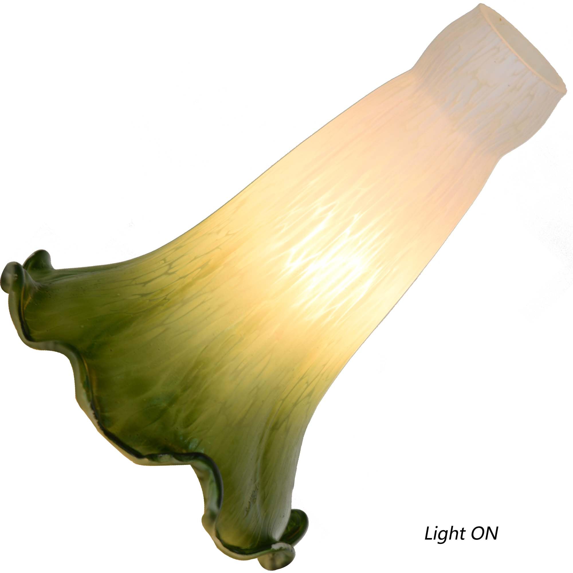 Bieye LS05S Lily Flower Blown Glass Lampshade, White Green, Small I.D. 0.87" x O.D. 1"