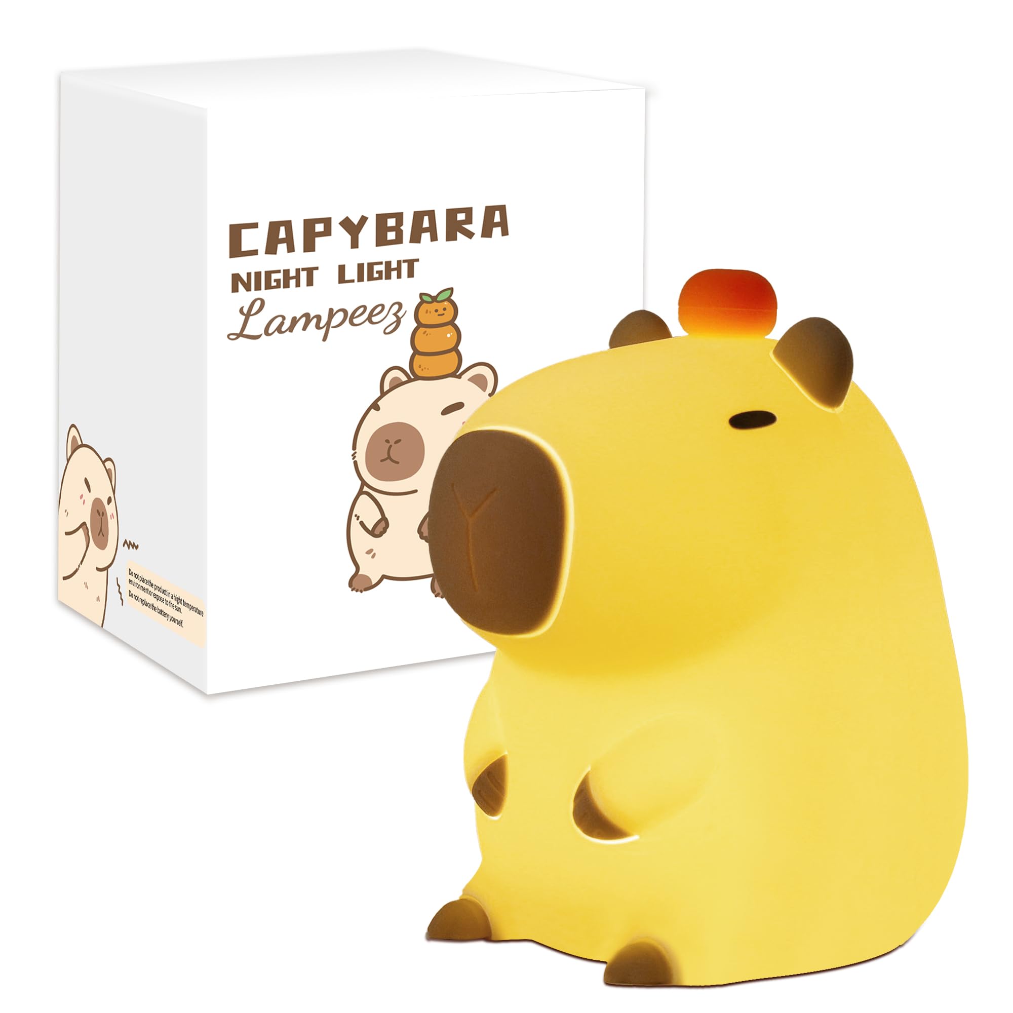 Lampeez Capybara Night Light, Cute Capybara Gifts for Kids, Soft Silicone Lamp Nursery Nightlight LED Touch Light, Bedroom Decor