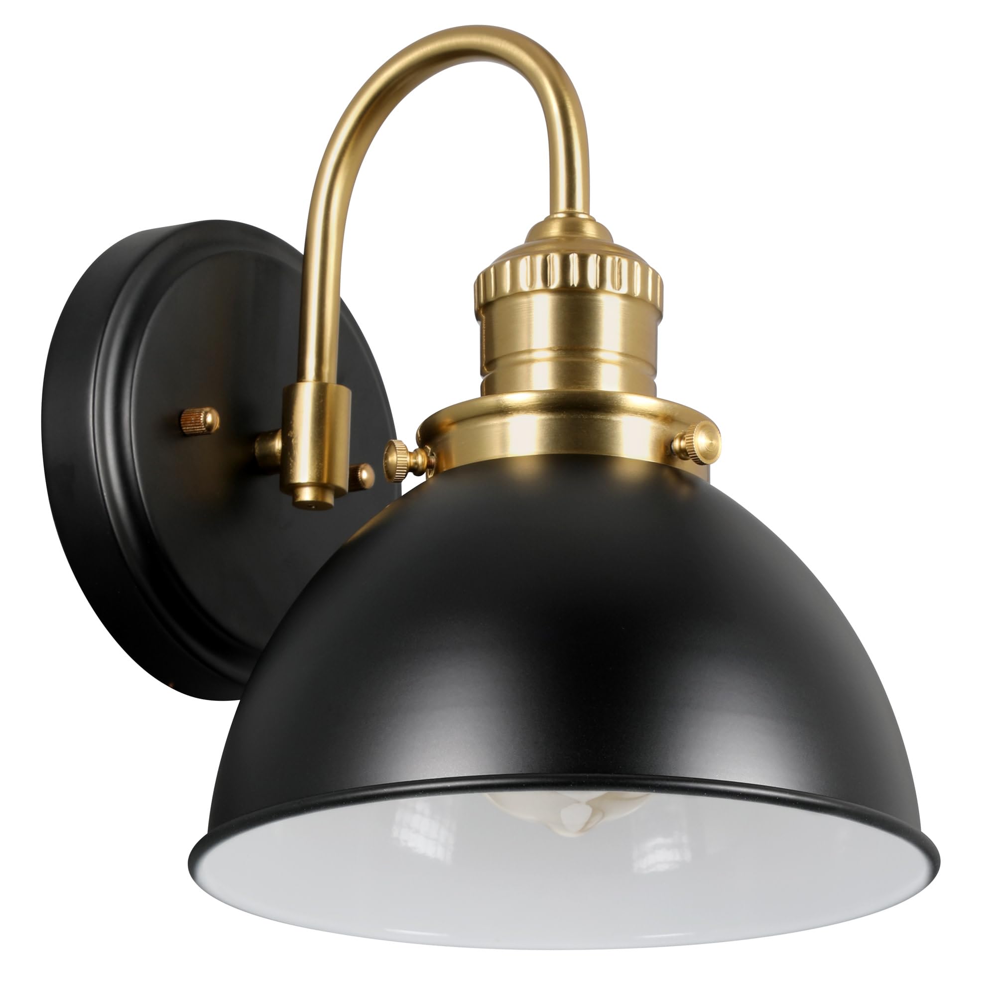 Design House 588301-Bgd Savannah Farmhouse 3-Light Indoor Bathroom Vanity Light Dimmable Matte Black Metal Shade With Gold Trim