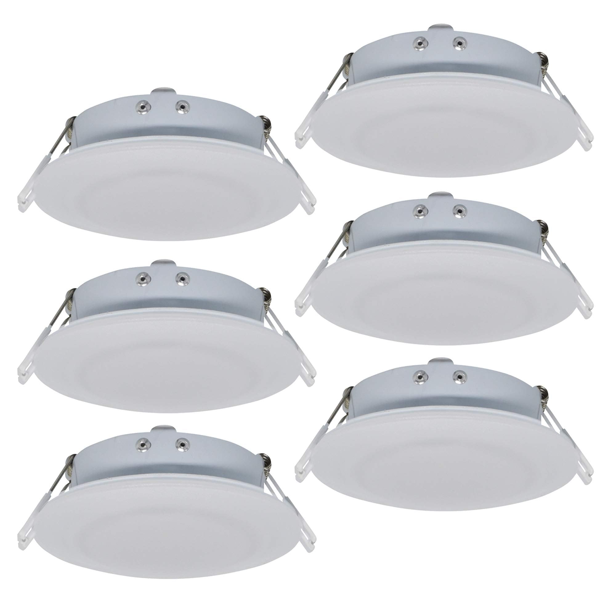 Facon LED RV Puck Light, 4.5-Inch, Aluminum, 3400K Warm White, Model RVR4H-MH34-6PKS, Pack of 6