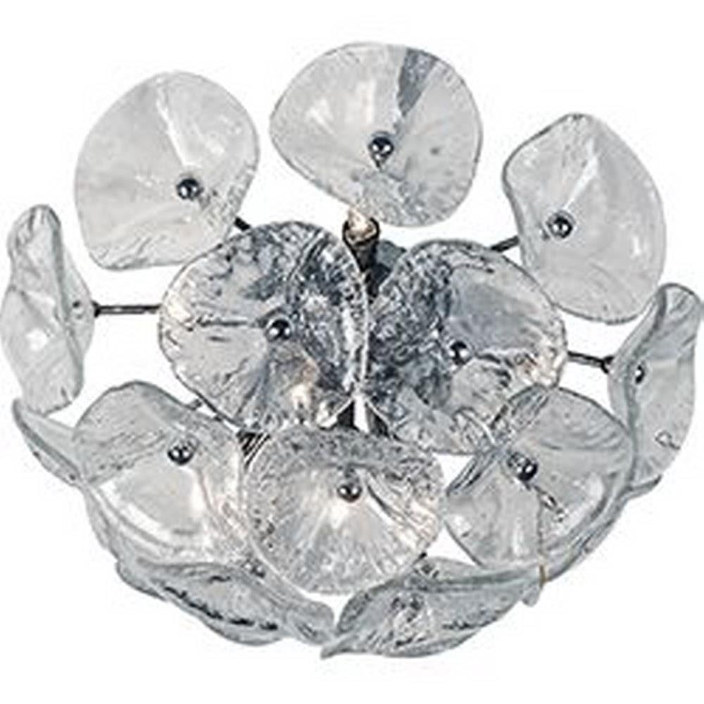 ET2 Fiori 8-Light Flush/Wall Mount Light, Clear Murano, Metal, 16.5"W x 8.75"H, Model E22092-28