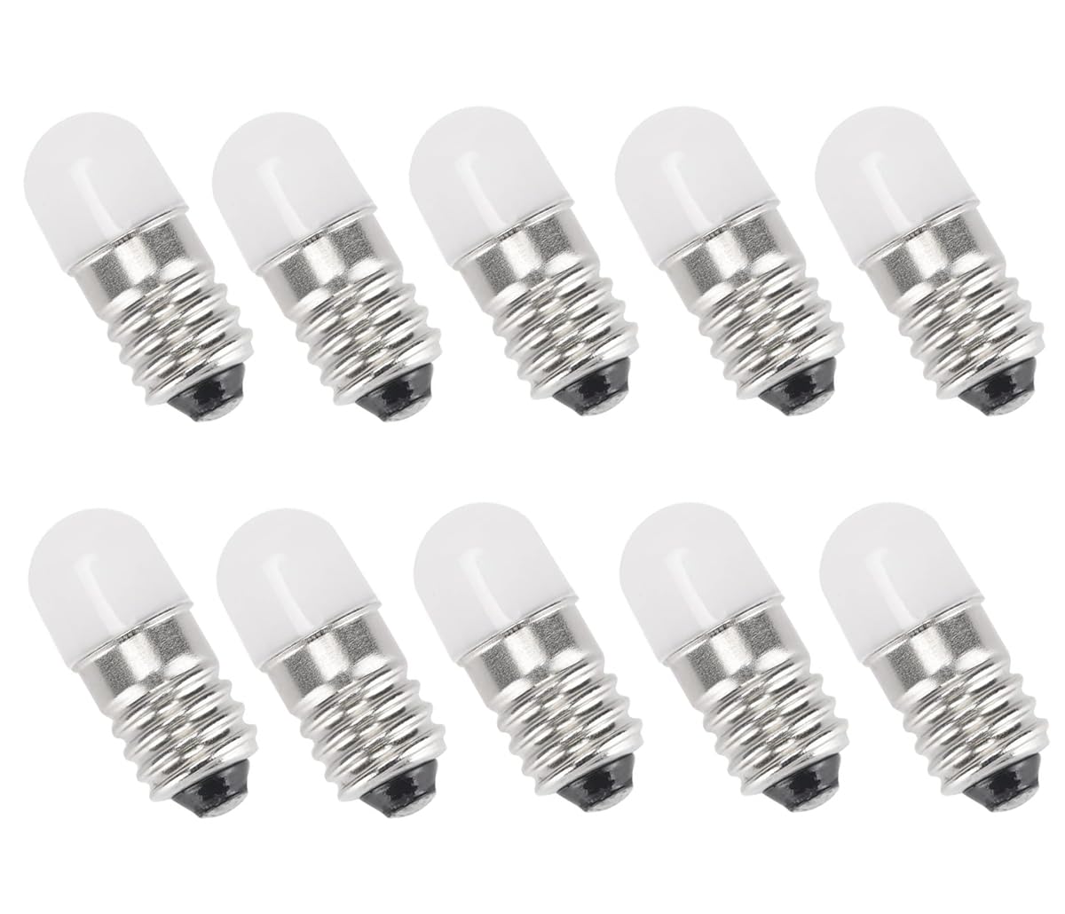 E10 Led Bulbs 12V Warm White Ac/Dc E10 Miniature Screw Led Lamps 0.5Watts 65Lm 12 Volt Miniature Flashlight Bulbs (20)