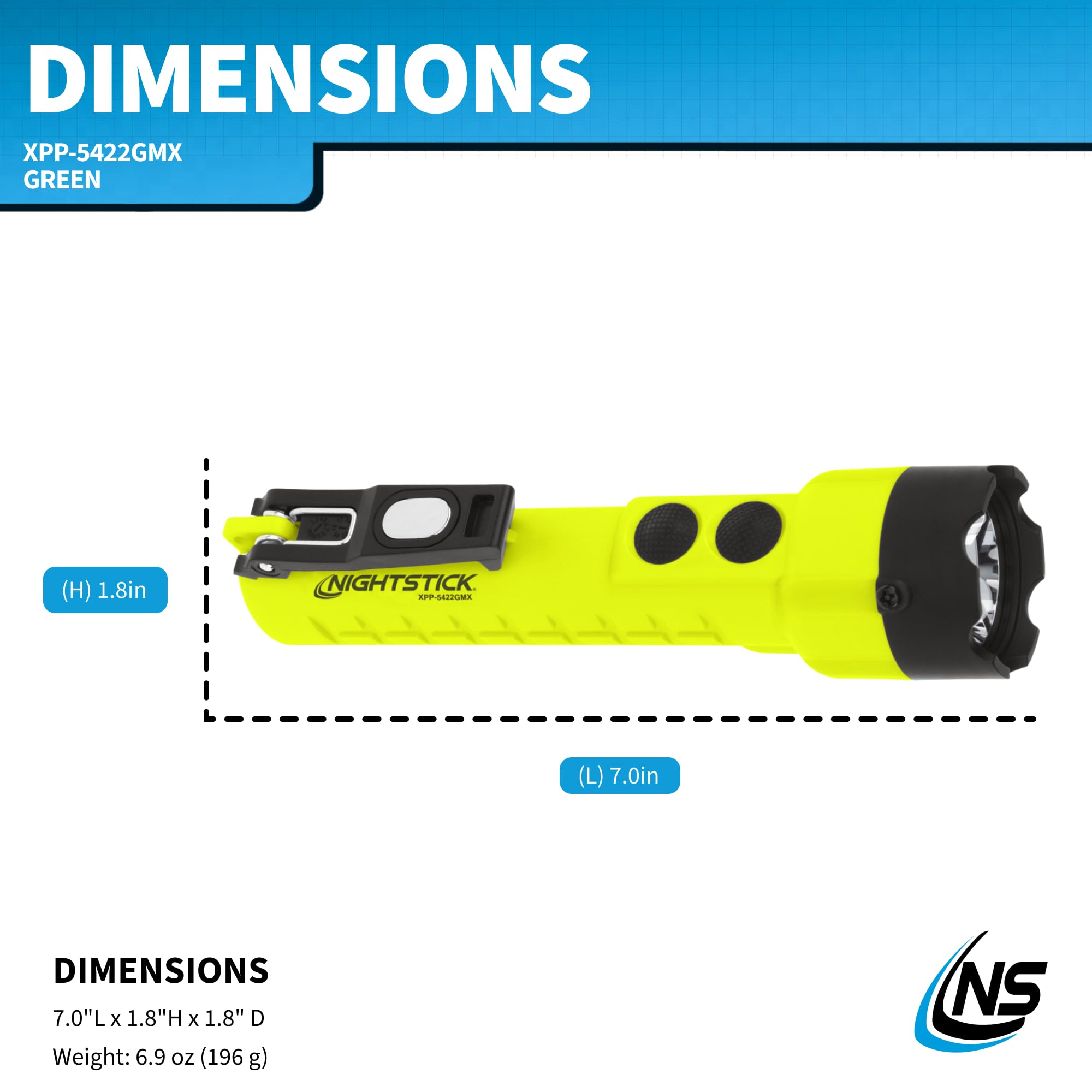 Nightstick X-Series Dual-Light Flashlight, Xpp-5422Gmx, Intrinsically Safe, Medium, Polymer, Green/Black