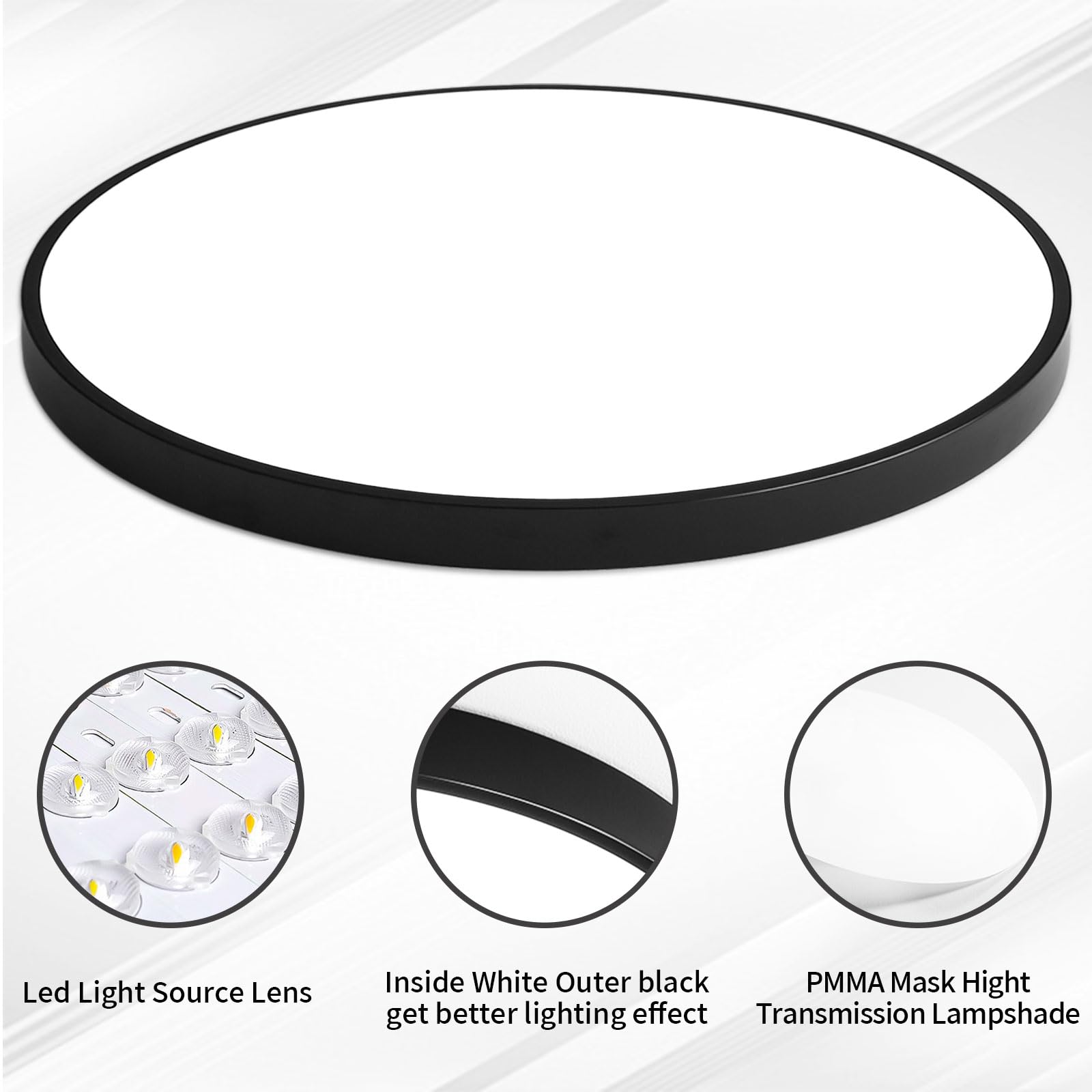 24 Inch Led Ceiling Light Fixture, Dimmable With Remote Control, 3000K-6500K Color Adjustable, Ultra Thin Flush Mount, 48W, 4800
