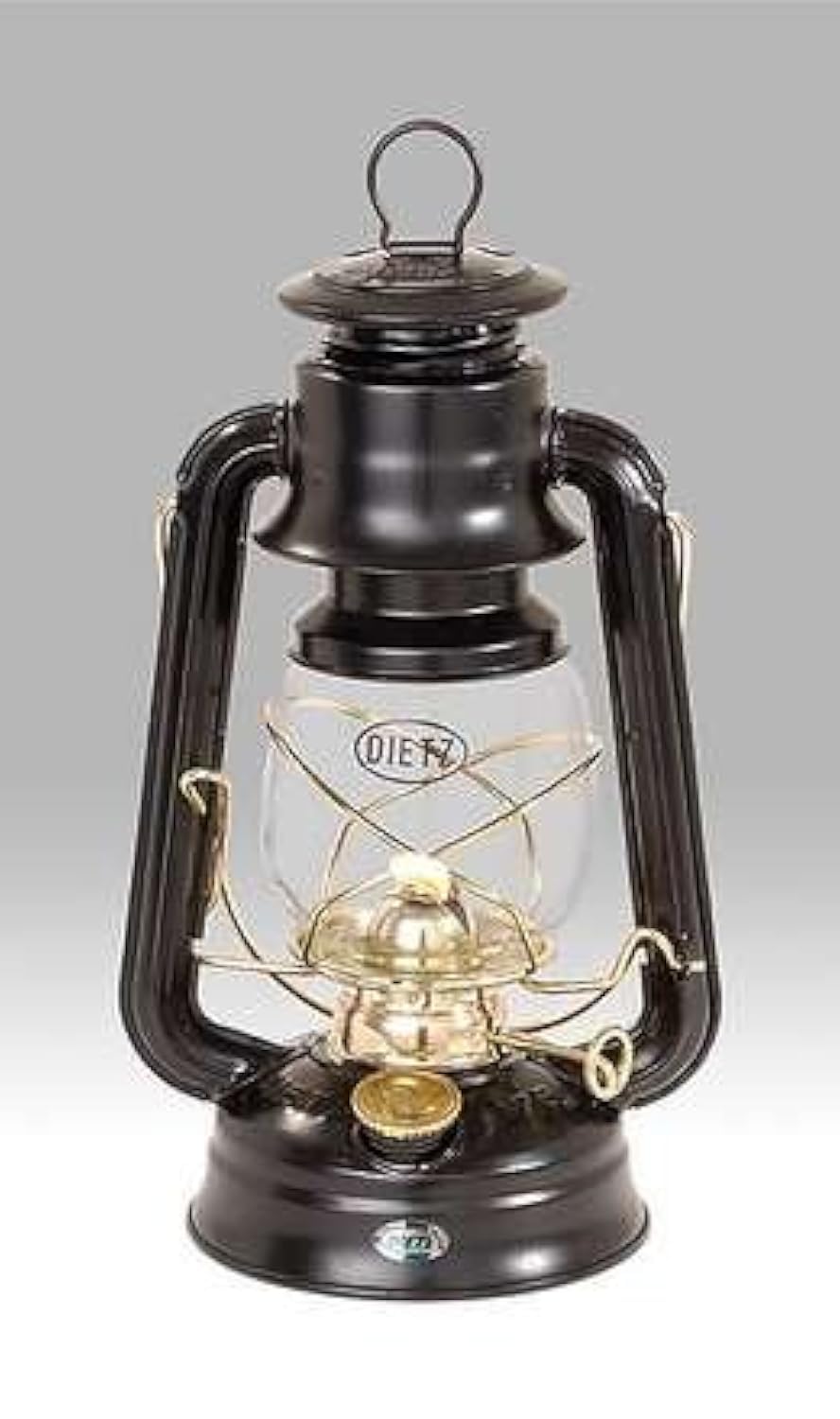 Dietz Original 76 Oil Lamp Burning Lantern Black With Gold Trim