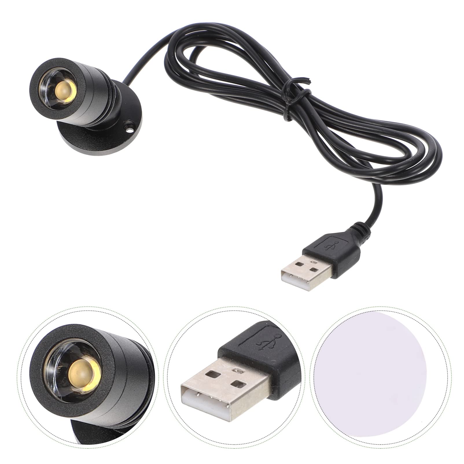 Uonlytech Small LED Spotlight, USB Powered, Aluminum, 4.3x2x2cm, Black, Model 09821809NZM3858FITDCO4