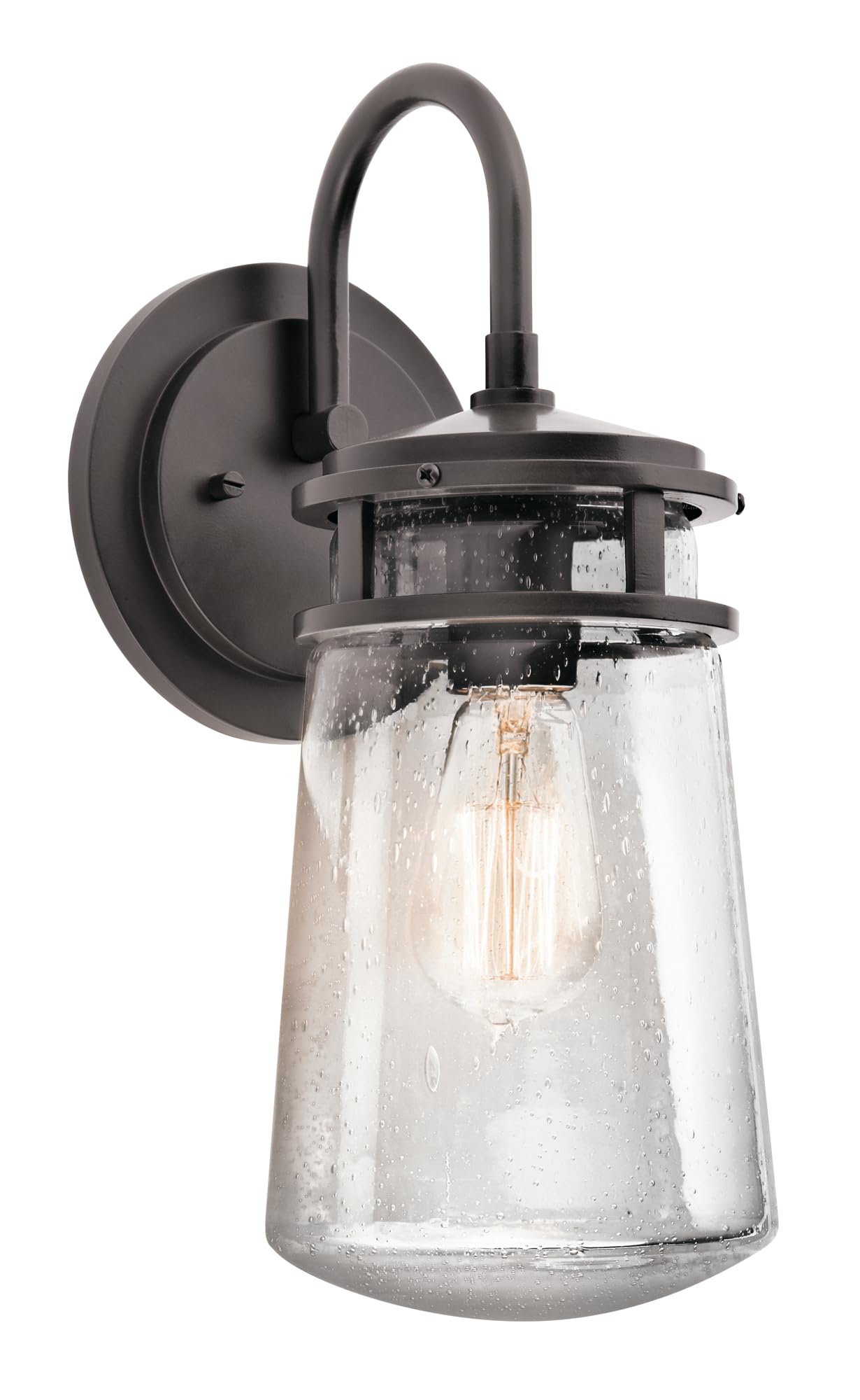 Kichler Lyndon 15'' Wall Sconce In Architectural Bronze, 1-Light Indoor Outdoor Wall Light With Clear Seeded, (15'' H X 6'' W),