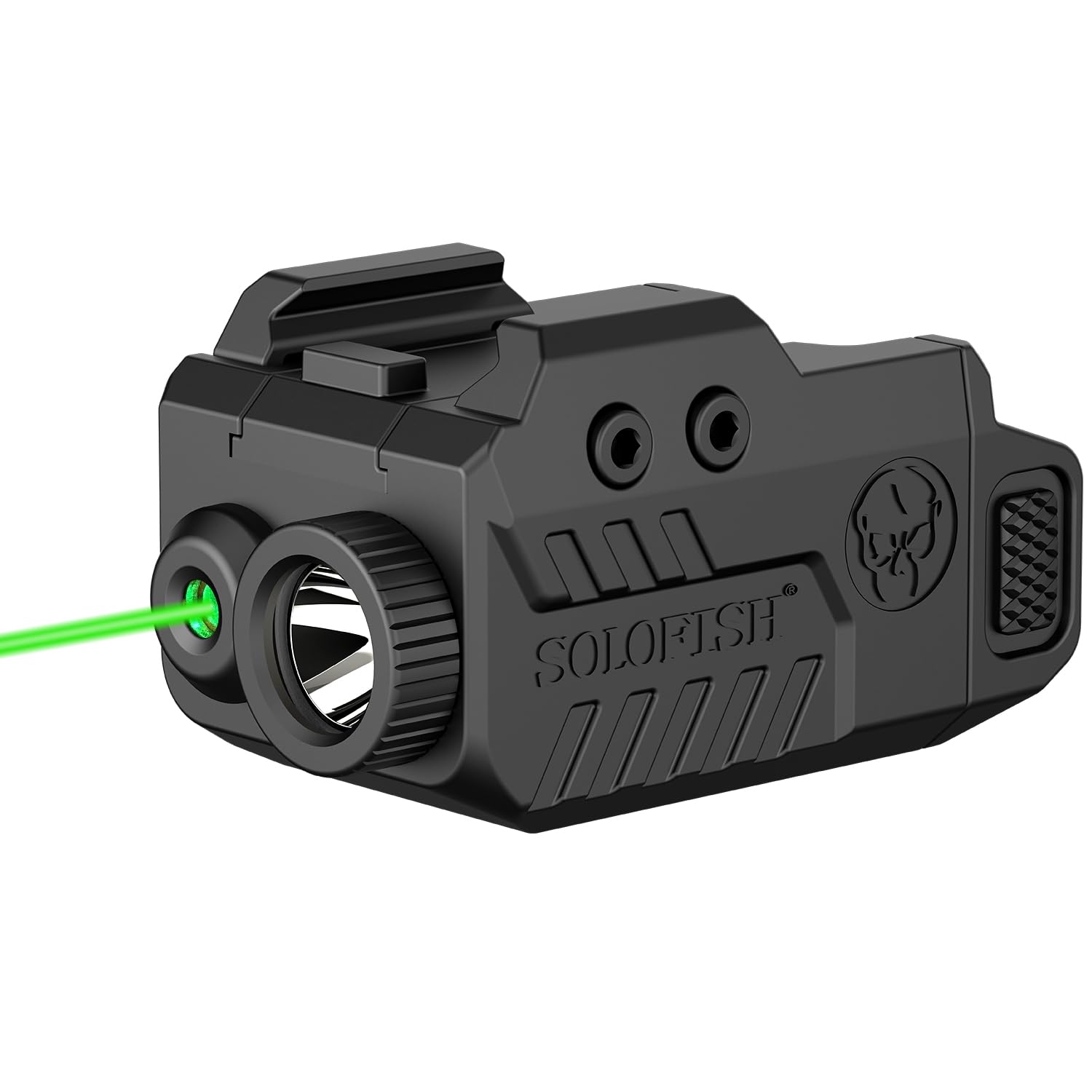 SOLOFISH 450lm Slidable Handheld Toy Light Laser Combo for Compact Rail  Shockproof Launcher Light and Green Laser Sight with Strobe & Memory  Rechargeable