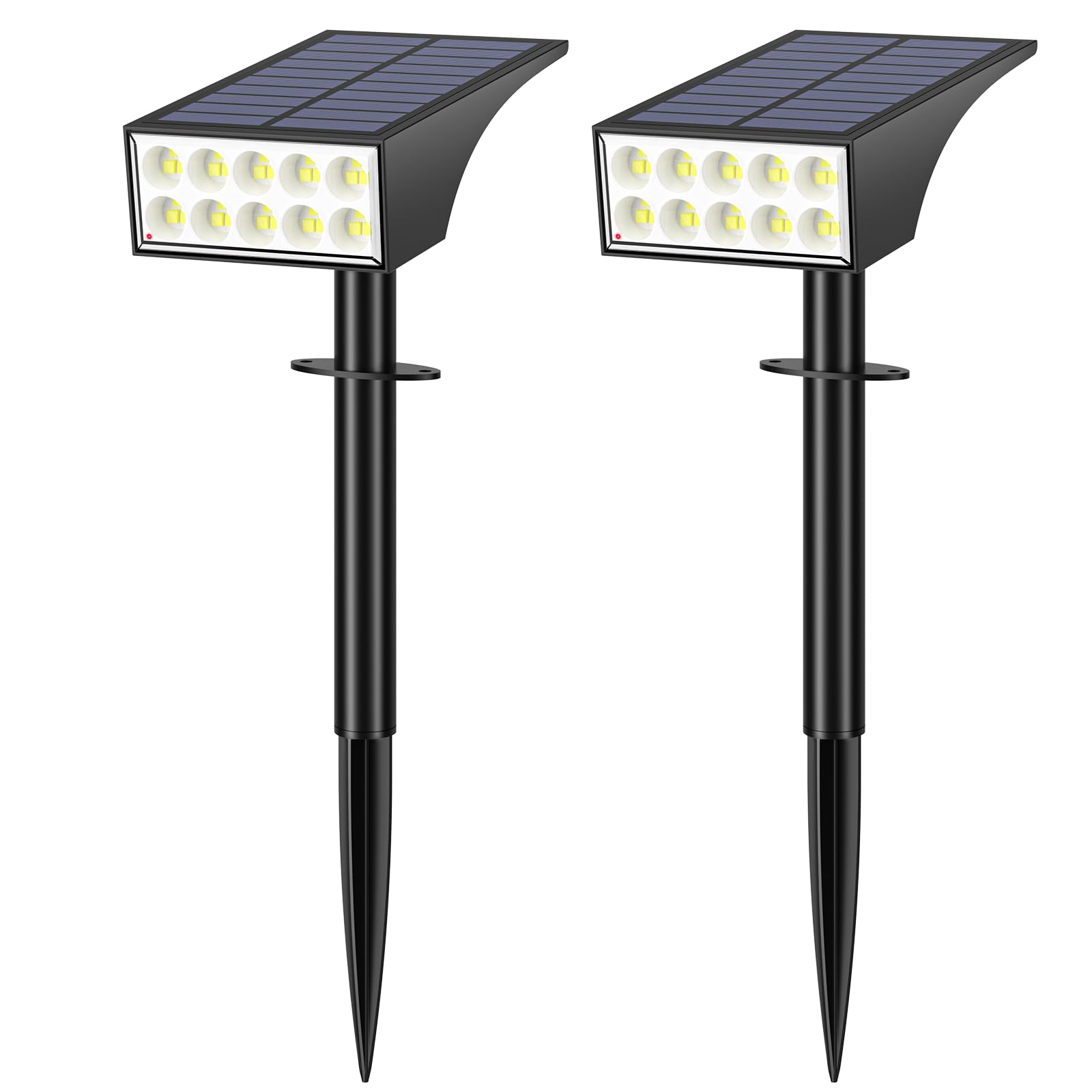 WENATY Solar Spot Lights - 2 Pack Waterproof 4 Mode LED Landscape Lighting, Cool White