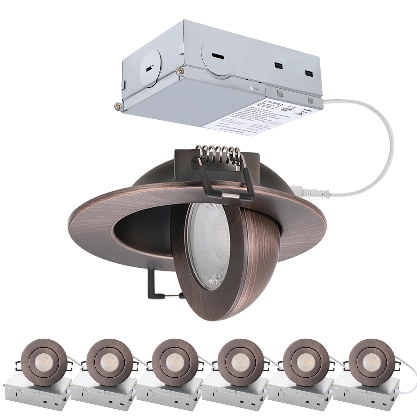 3 Inch Led Recessed Light - 7W Gimbal Canless Oil-Rubbed Bronze Soffit Intertek Lighting Dimmable Eyeball Fixture  360 Adjustable Ceiling Spotlight For Bedroom  Wall Art  Accent Lighting 6Pack Bz