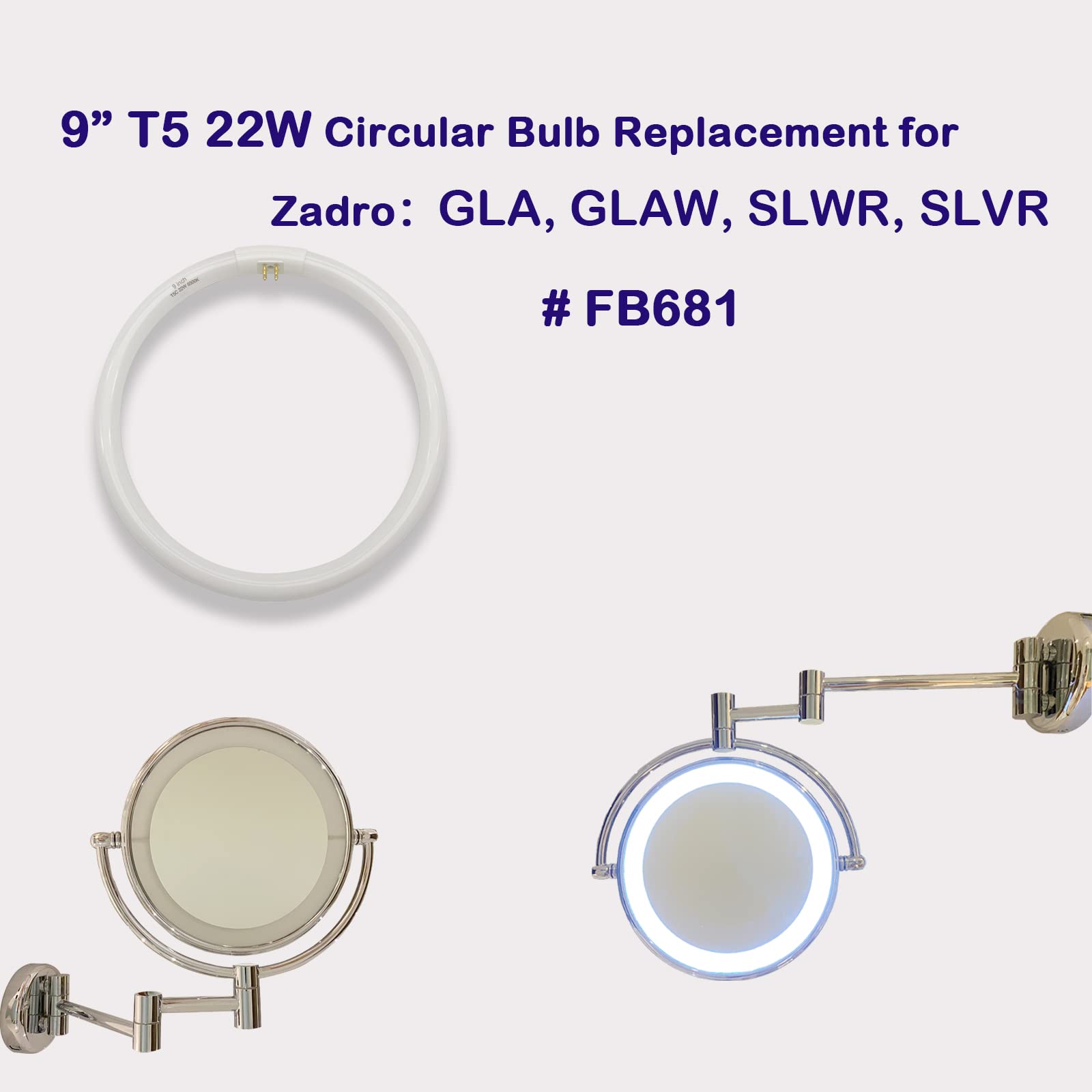 Dameiol T5 Circular Bulb Replacement 22W 9in G10q 4 Pin Soft White Fluorescent Lamp for Zadro Makeup Mirror