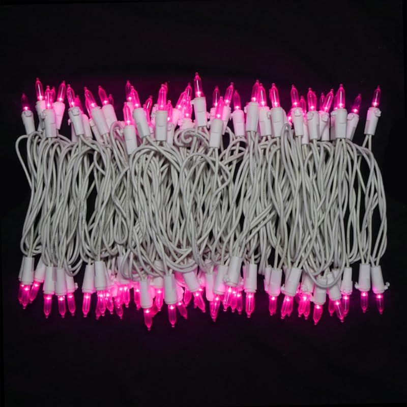 Pink Led Christmas Lights - 100 Count Pink Christmas String Lights For Tree  Party  Bedroom  Wedding  Indoor And Outdoor Valentines Day Decorations  33 Feet White Wire  Ul Certified  Connectable