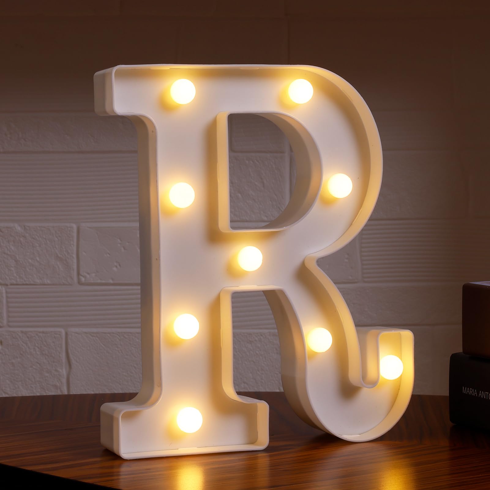 DyingSwan LED Light Up Marquee Letter R, Battery Powered Plastic Sign, Warm White Color, Decorative Table & Wall Decor