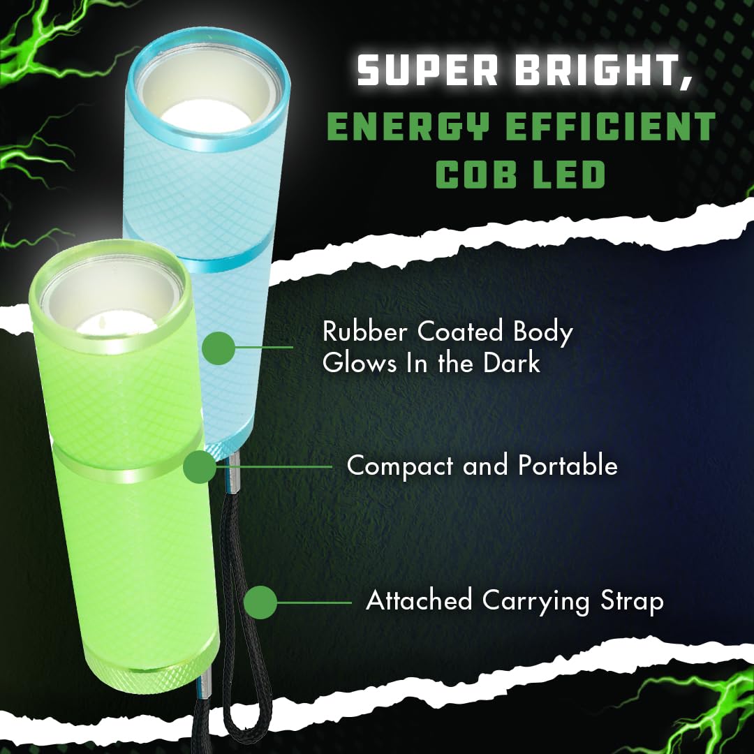 Litezall Glow In The Dark Flashlight | Rubber Coated Mini Flashlight Led Flashlight | Battery Operated Mini Flashlights For Kids