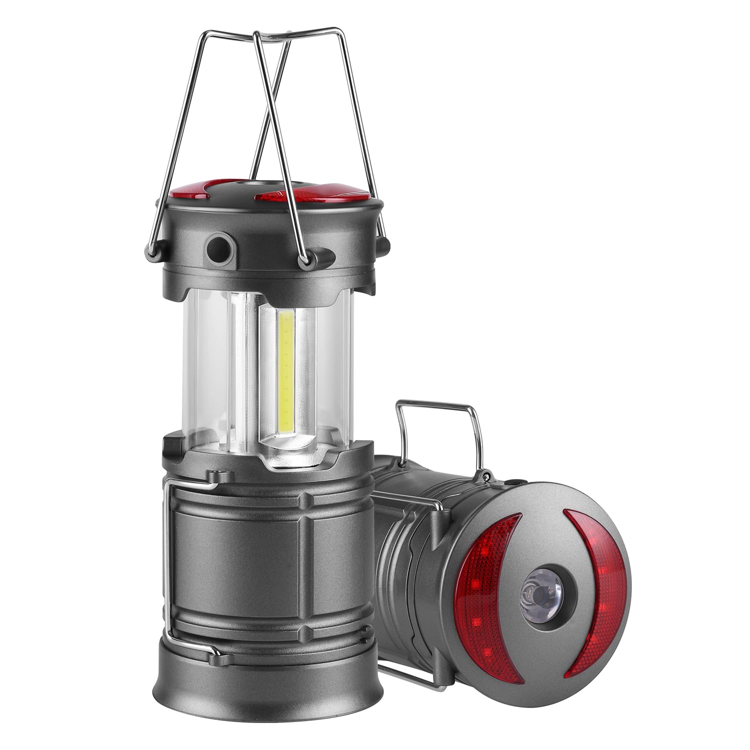 Lichamp 2 Pack LED Camping Lanterns, Battery Powered, Large, Gray, Model F2GY