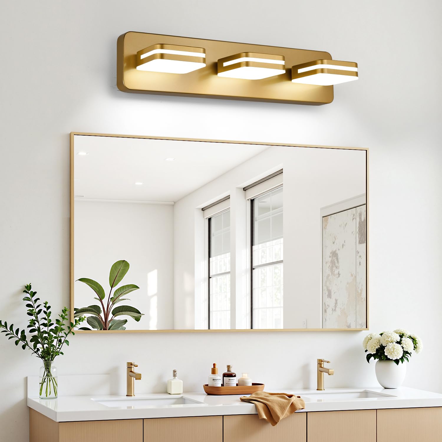 1300Lm Led Modern Bathroom Vanity Light Fixtures  360?Rotate Acrylic Gold Vanity Lights For Bathroom  Modern Wall Lighting Fixtures Over Mirror Kitchen Living Room (Natural White Light 5000K)