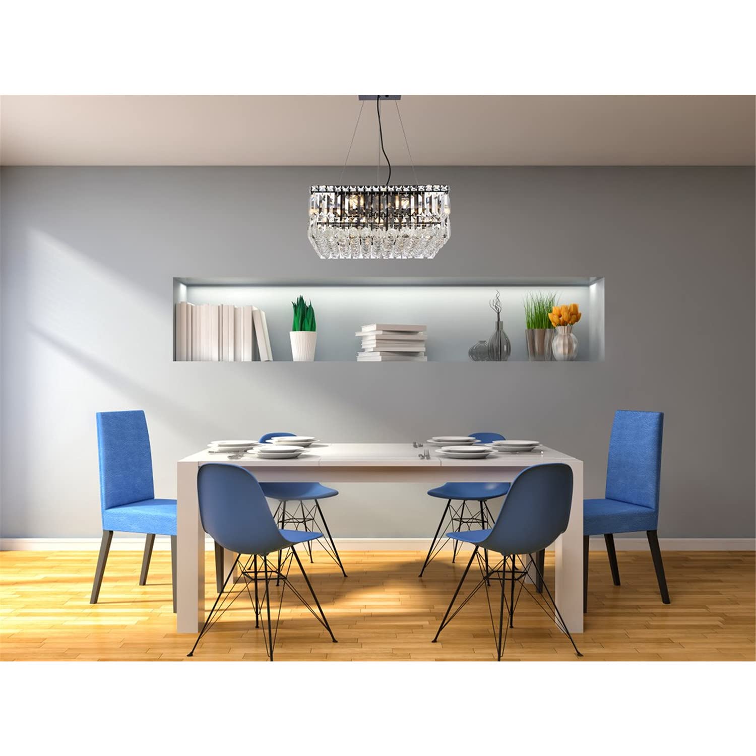 Elegant Lighting Maxime 20&quot; Black Metal And Crystal Chandelier - Modern Home Decor