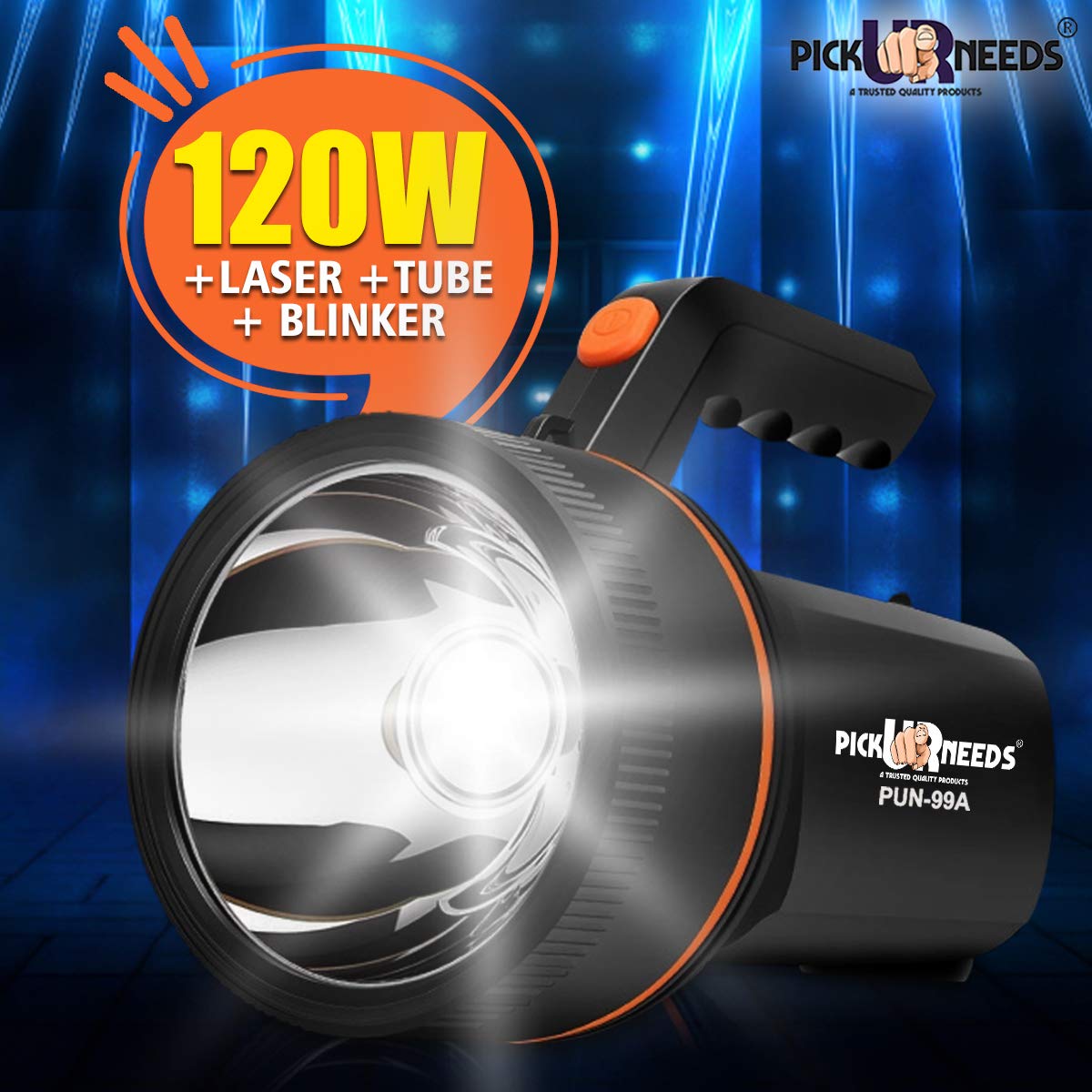 Pick Ur Needs Emergency Rechargeable Search Torch Light 120 W Bright Waterproof Led Torch Light Laser Long Range Power