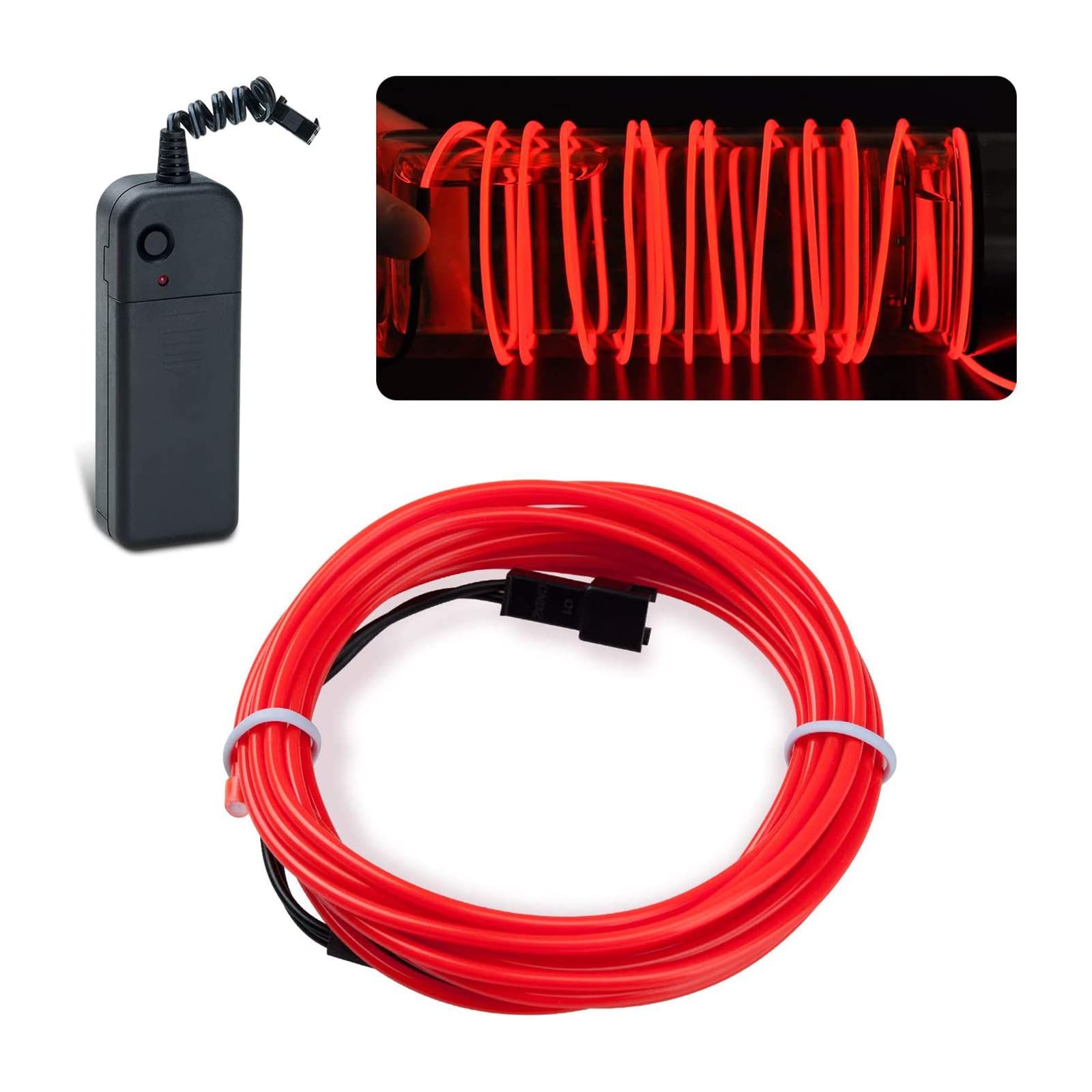 lychee EL Wire Neon Light 15ft Red Electroluminescent Strobing for Parties Halloween Decoration Model 011