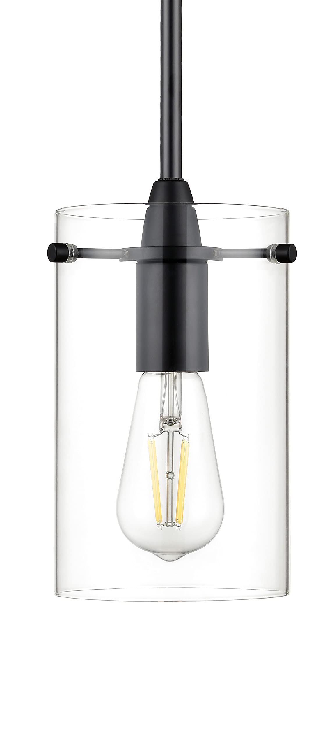 Linea di Liara Black Pendant Light Fixture - Medium Clear Glass - Model LL-P313-BLK