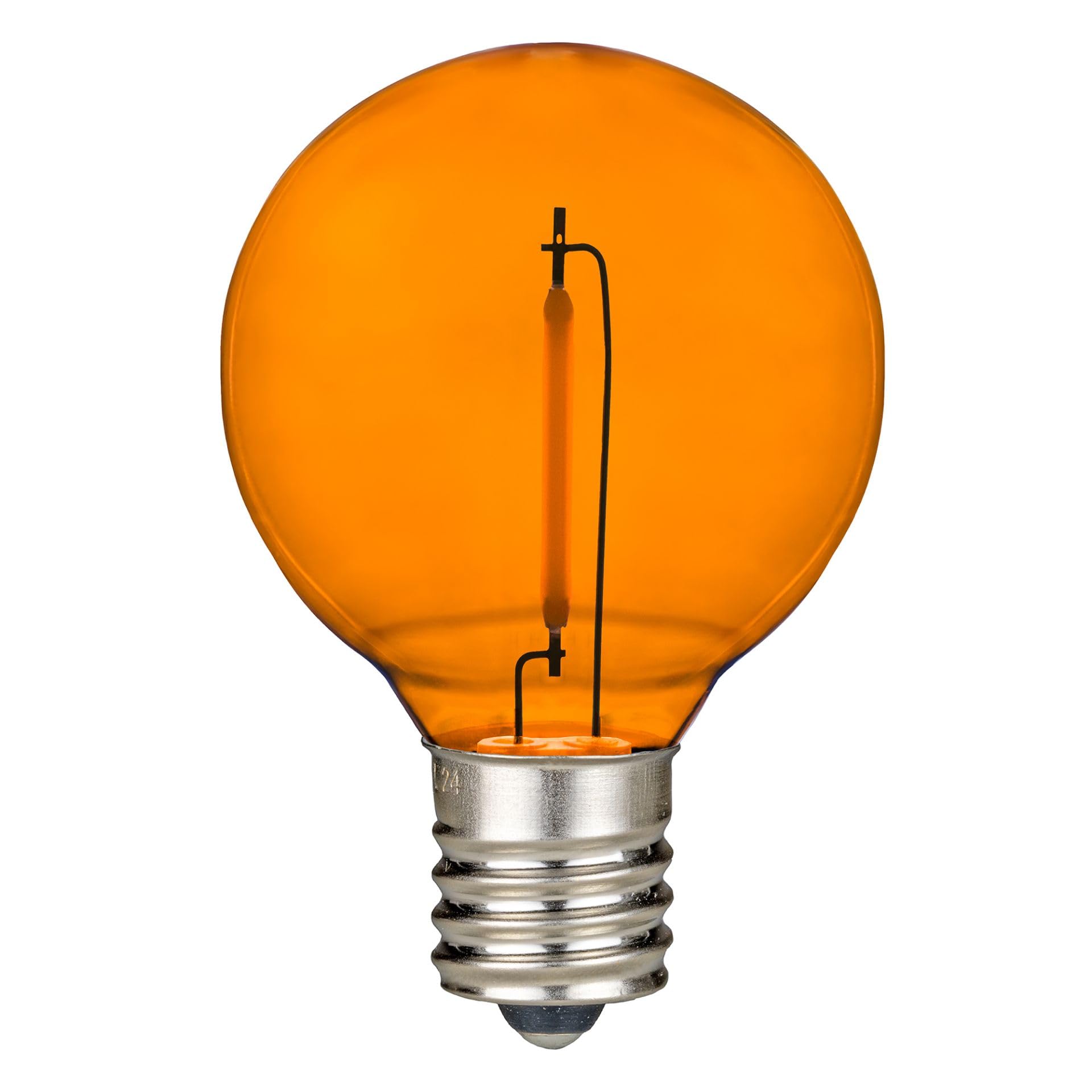 Novelty Lights 25 Pack Orange G40 Led Filament String Light Bulbs  E12/C7 Candelabra Base  5 Watt Equivalent  Shatterproof Replacement Bulbs For Patios  Canopy Lighting