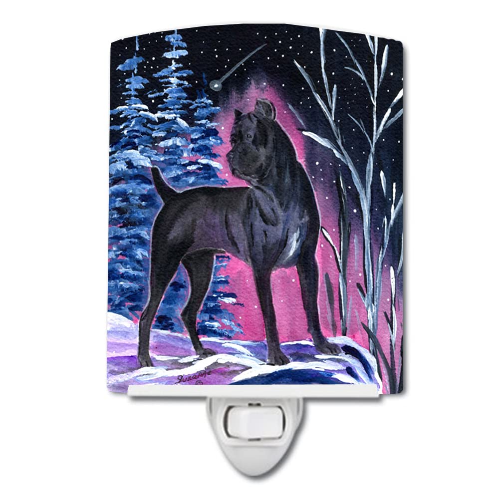 Carolines Treasures Ceramic Night Light, Starry Night Cane Corso, UL-Certified, 6x4x3in, Multicolor, Model SS8410CNL
