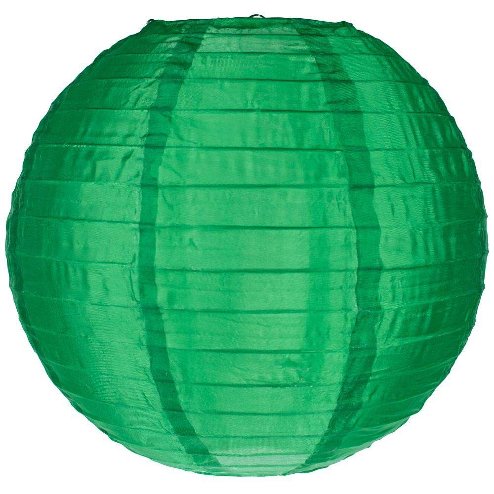 Quasimoon Paperlanternstore.Com 4 Inch Emerald Green Round Nylon Lantern, Even Ribbing, Hanging Decoration (10 Pack)
