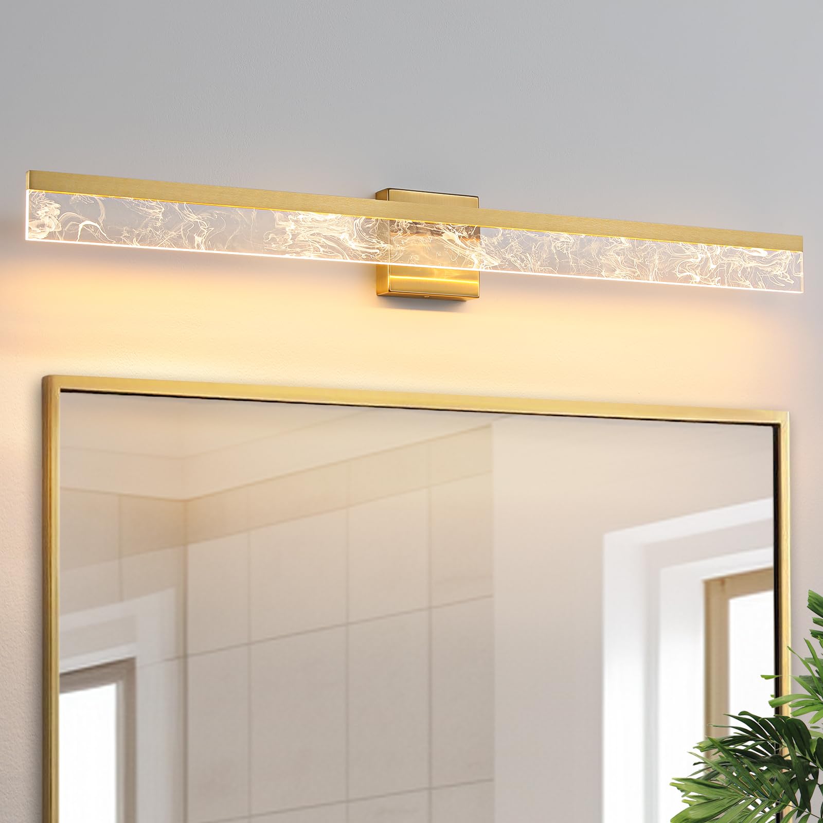 AIJIASI Bathroom Light Fixtures, 39 Inch Brushed Gold LED Vanity Light Bar, Dimmable, Acrylic, Model 8205WL-39GD-US