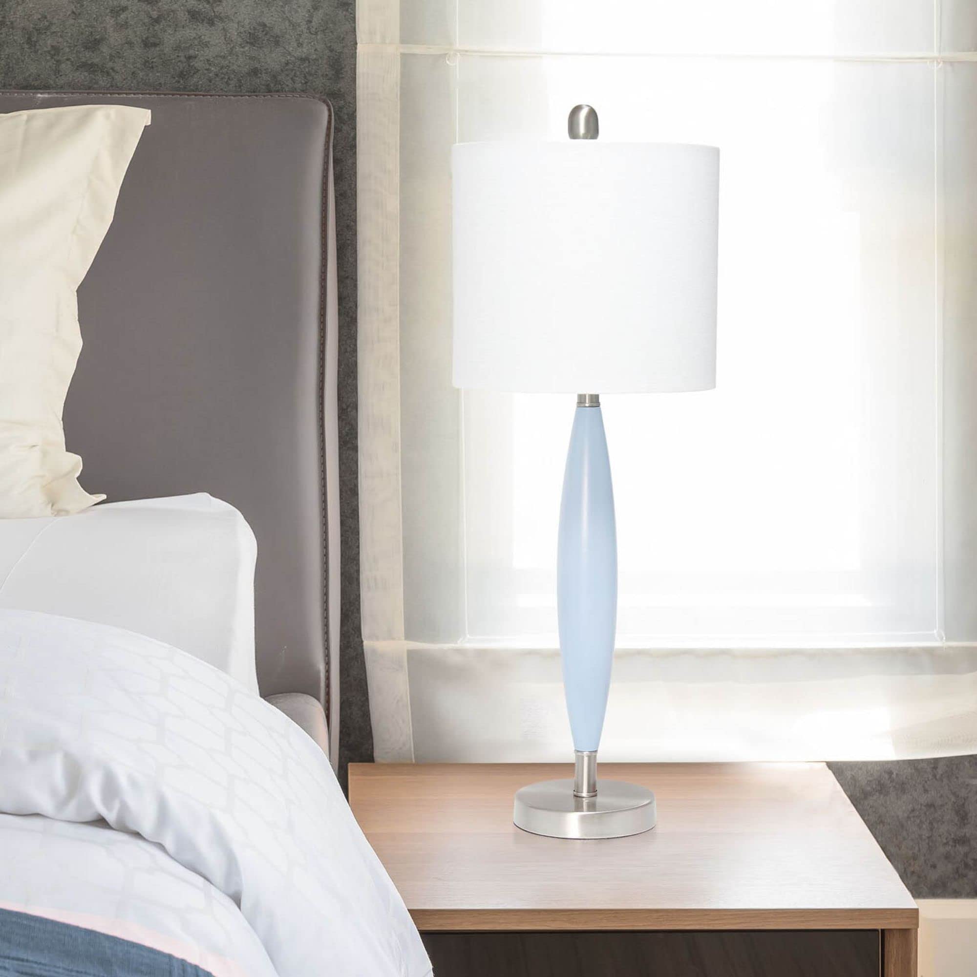 Lalia Home Contemporary Stylus Table Lamp With White Fabric Shade - Green