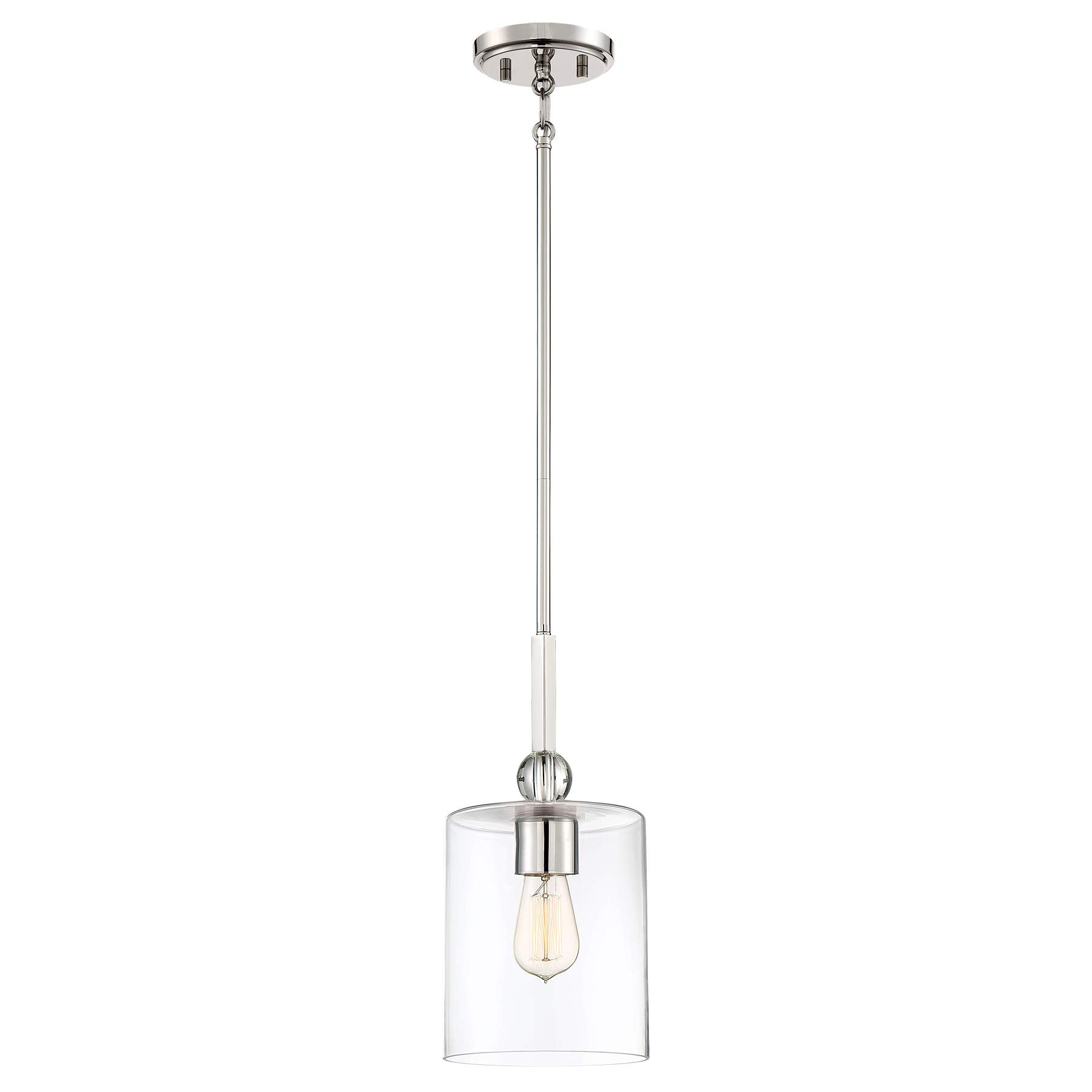 Minka Lavery Mini Pendant Light, 1-Light, Polished Nickel, Alloy Steel, Model 3089-613