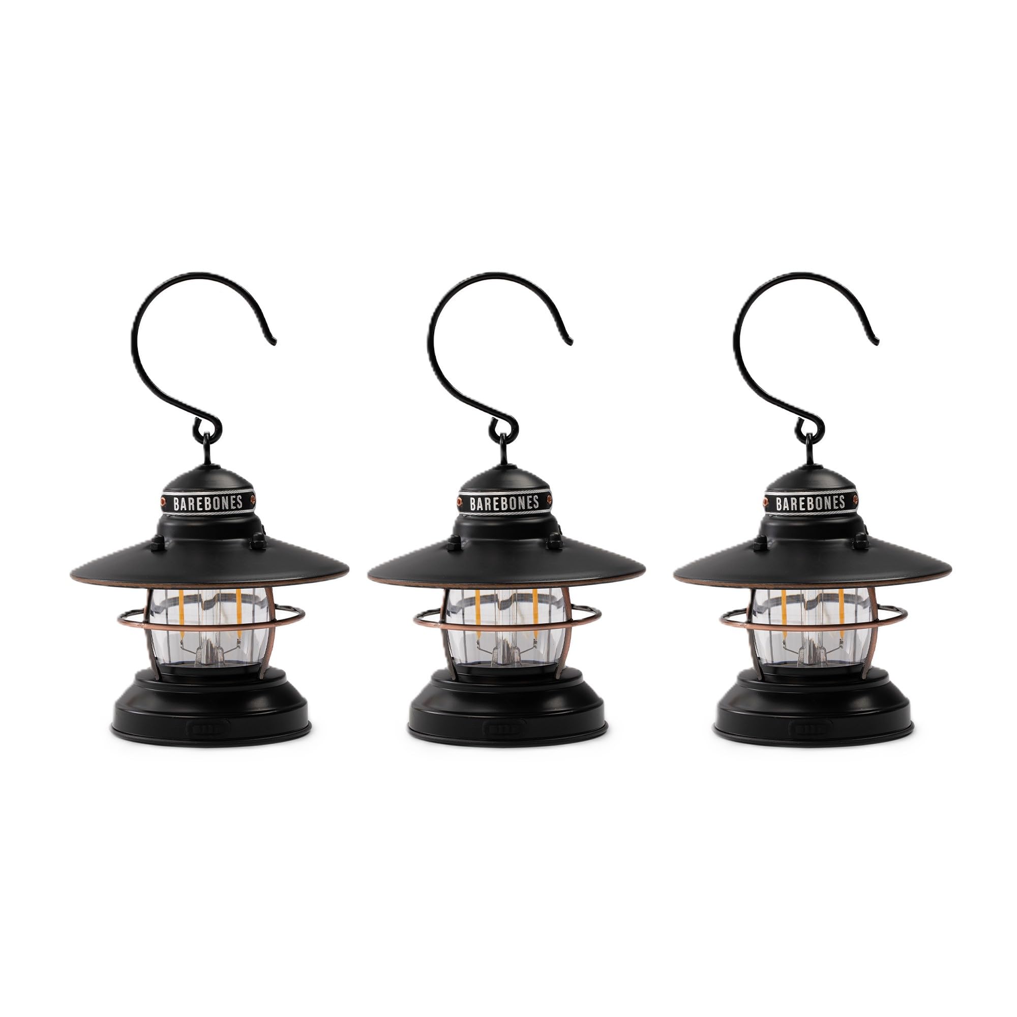 Barebones Edison Mini Lantern - 3 Packs Antique Bronze, Vintage Led Camping Lantern With Adjustable Brightness - Compact Weather