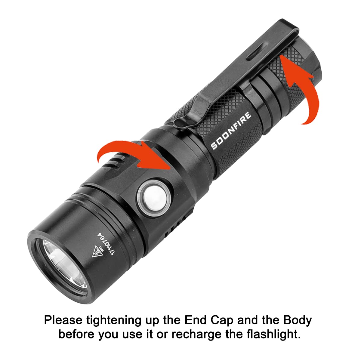 Soonfire 1000 Lumens White Led Flashlight, E Usb Rechargeable Waterproof Compact Edc Law Enforcement Flashlights (Camping, Emerg