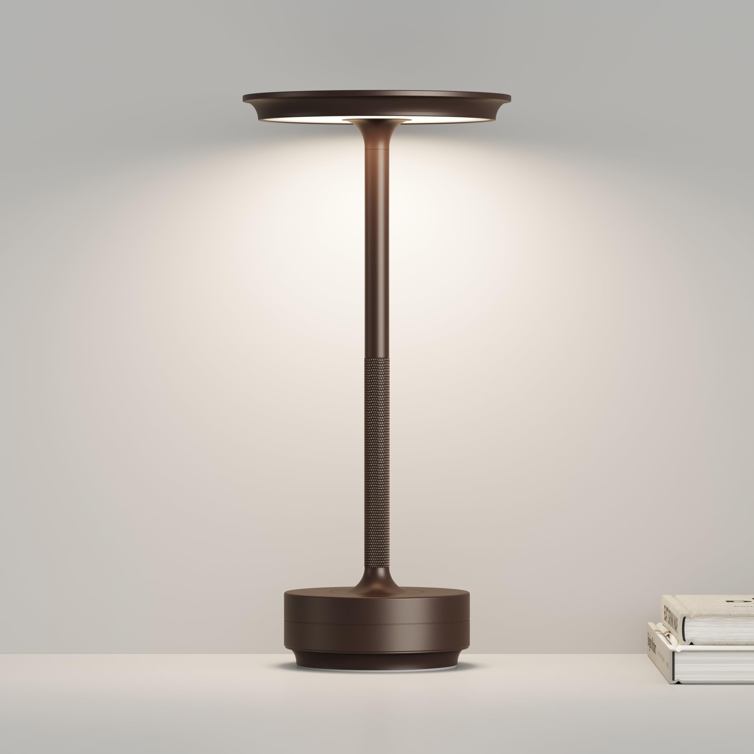 ZTFLOS Cordless Table Lamp USB Portable Rechargeable 5000mAh Outdoor LED Table Light 3 Levels of Brightness Infinitely Dimmable Touch Battery Powered Table Lamp Dining/Patio/Nightstand(Brown)