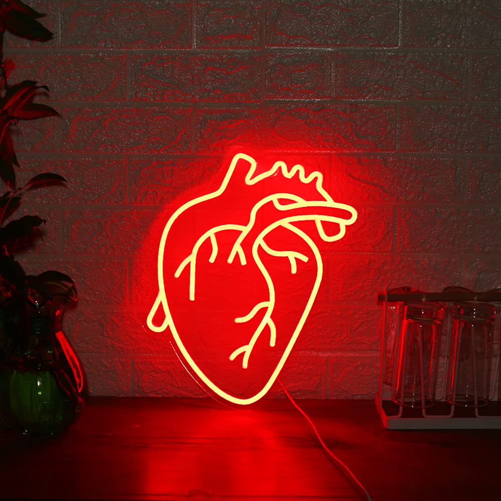 Human Heart Neon Sign Usb Powered Neon Light Sign For Wall Decor, Neon Sign For Bedroom Dimmable Neon Led Sign, Neon Wall Light For Party Decoration Neon Heart Sign