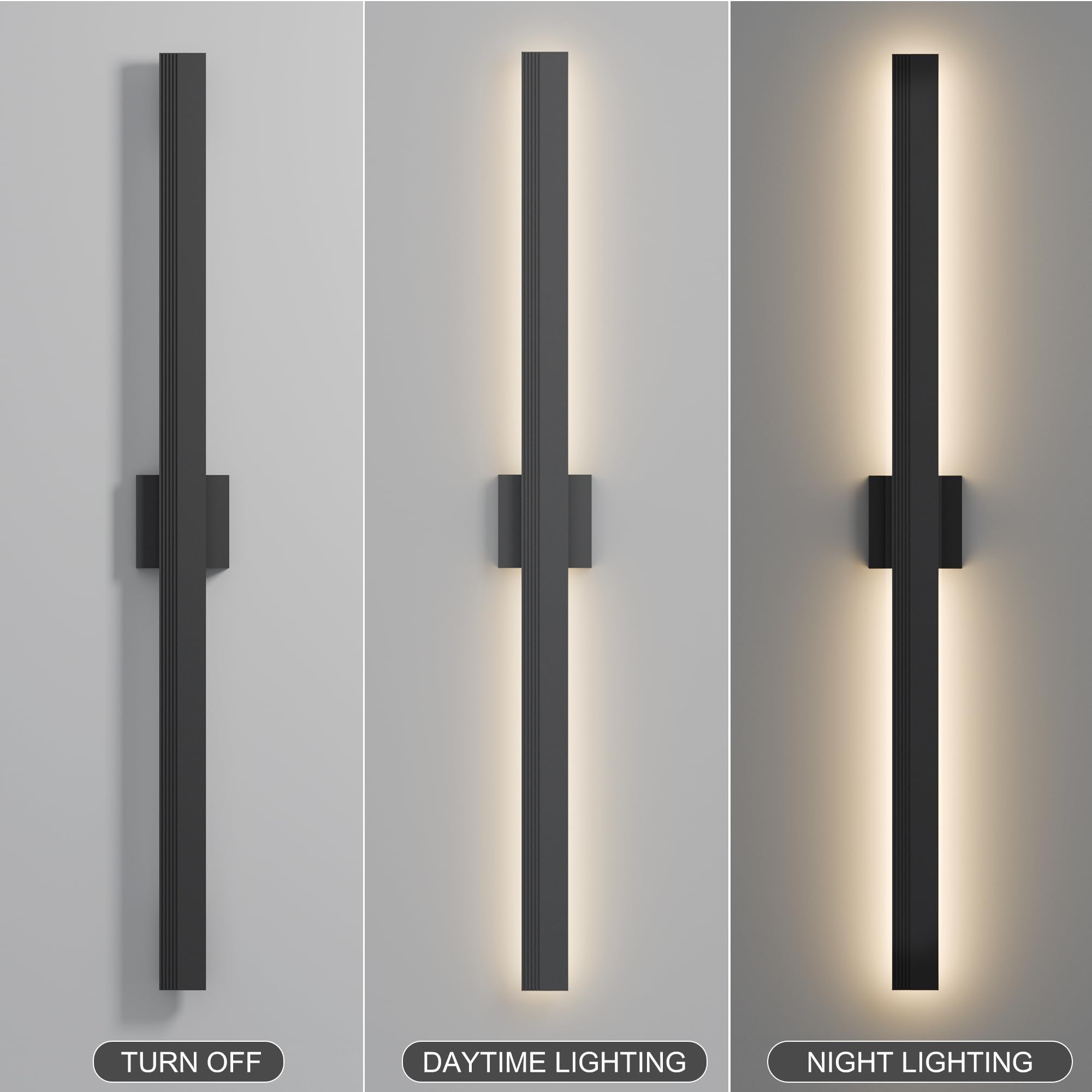 Lamqee 47.2 In Aluminum Long Outdoor Wall Light  3000K 3100Lm Integrated Led Waterproof Ip65  Linear Modern Exterior Lighting Fixtures Wall Mount Outside Sconce For House Porch Patio Garage Front Door
