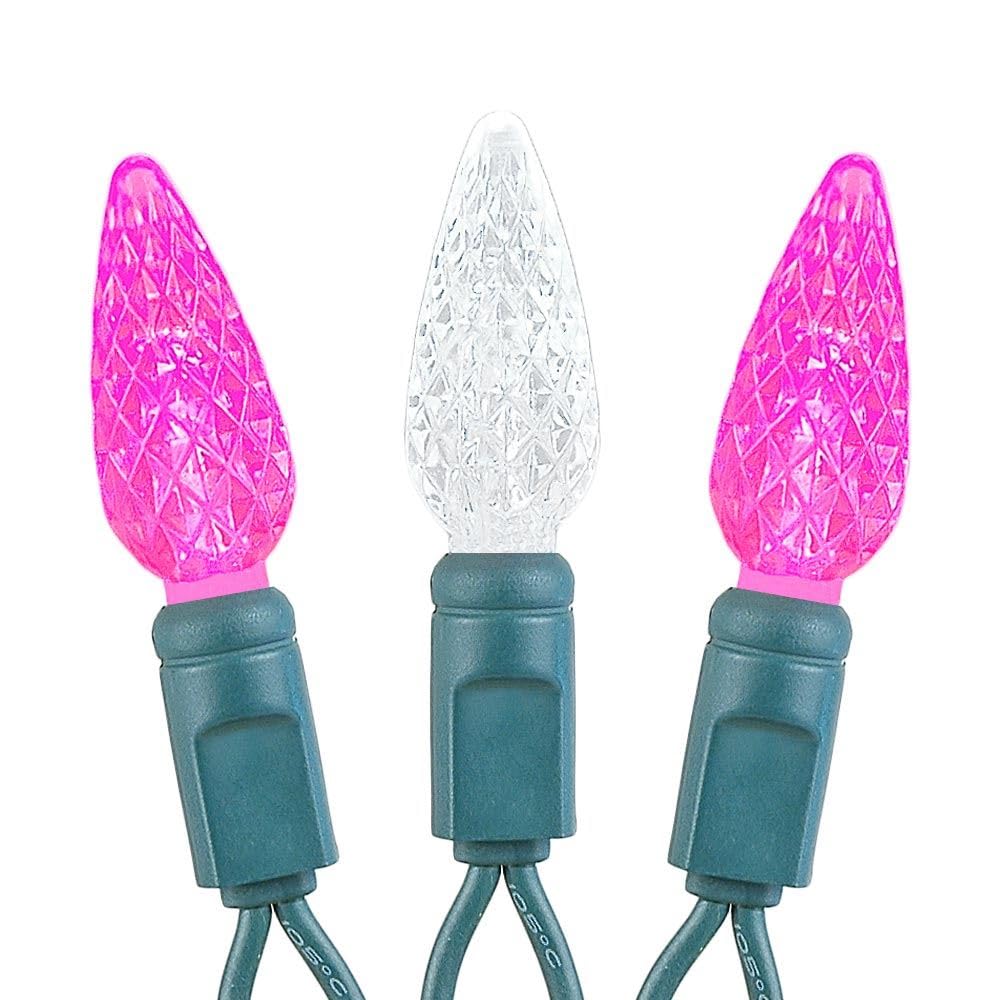 Novelty Lights 24Ft 70 Led C6 Led Valentine'S Day String Lights, Outdoor Christmas Tree Commercial Grade Led String Lights, Perm