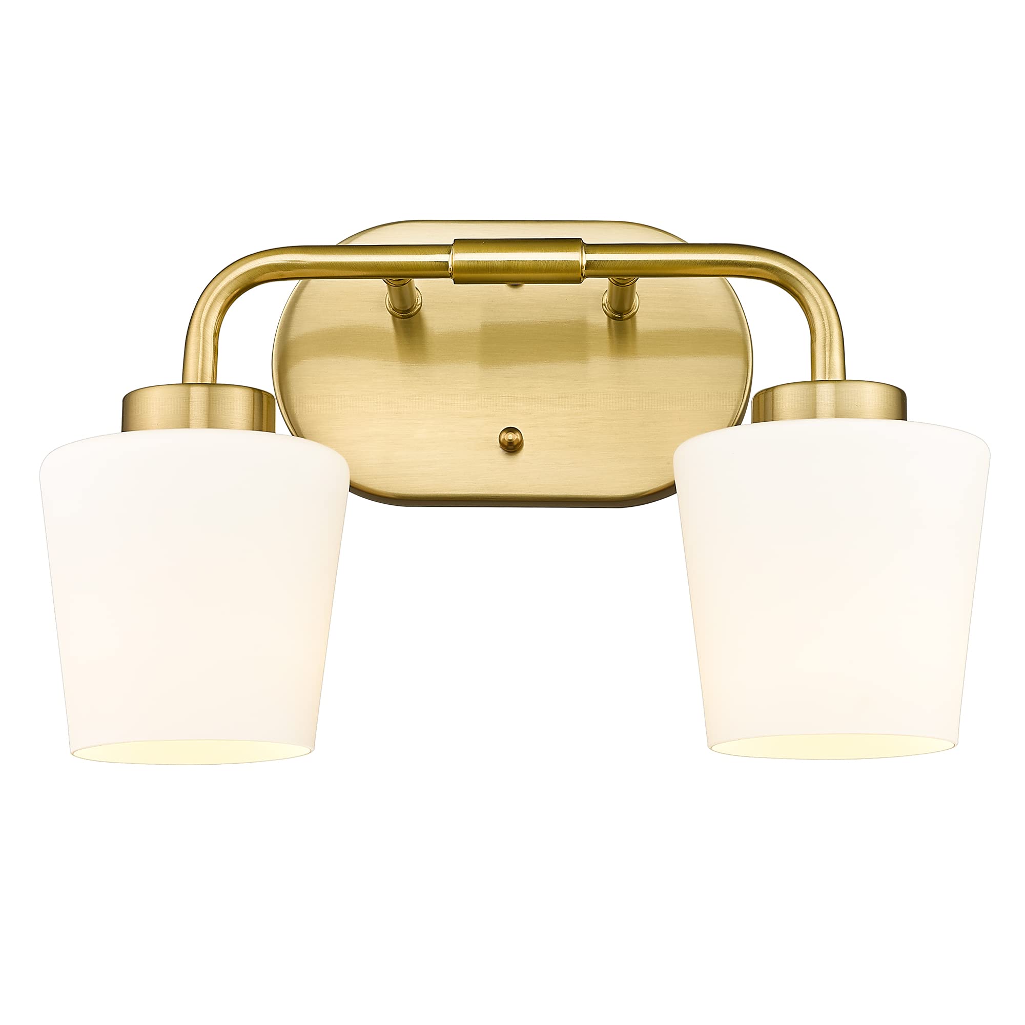 Audickic Brushed Gold Bathroom Vanity Light, Farmhouse Brass Sconces Wall Lighting with Milk White Glass, Champagne Bronze Light