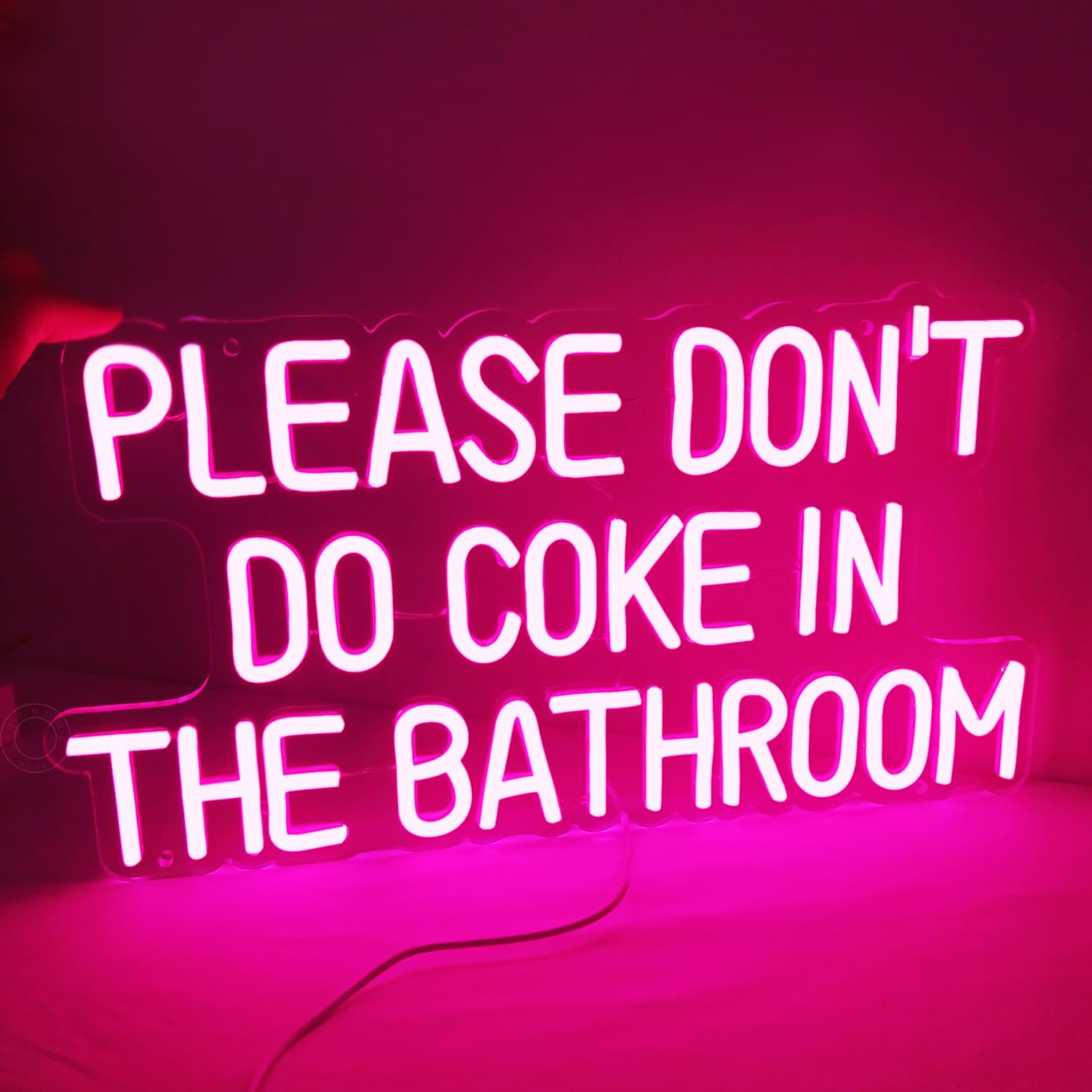 SYLHOME Neon Light Sign for Game Room, Bedroom, Bar, USB, 16.9in x 9.2in, Pink Please Dont Do Coke, Acrylic and Glass Decor