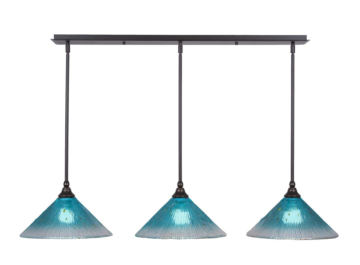 Toltec Lighting 3 Light Linear Pendalier In Dark Granite (36-Dg-448)
