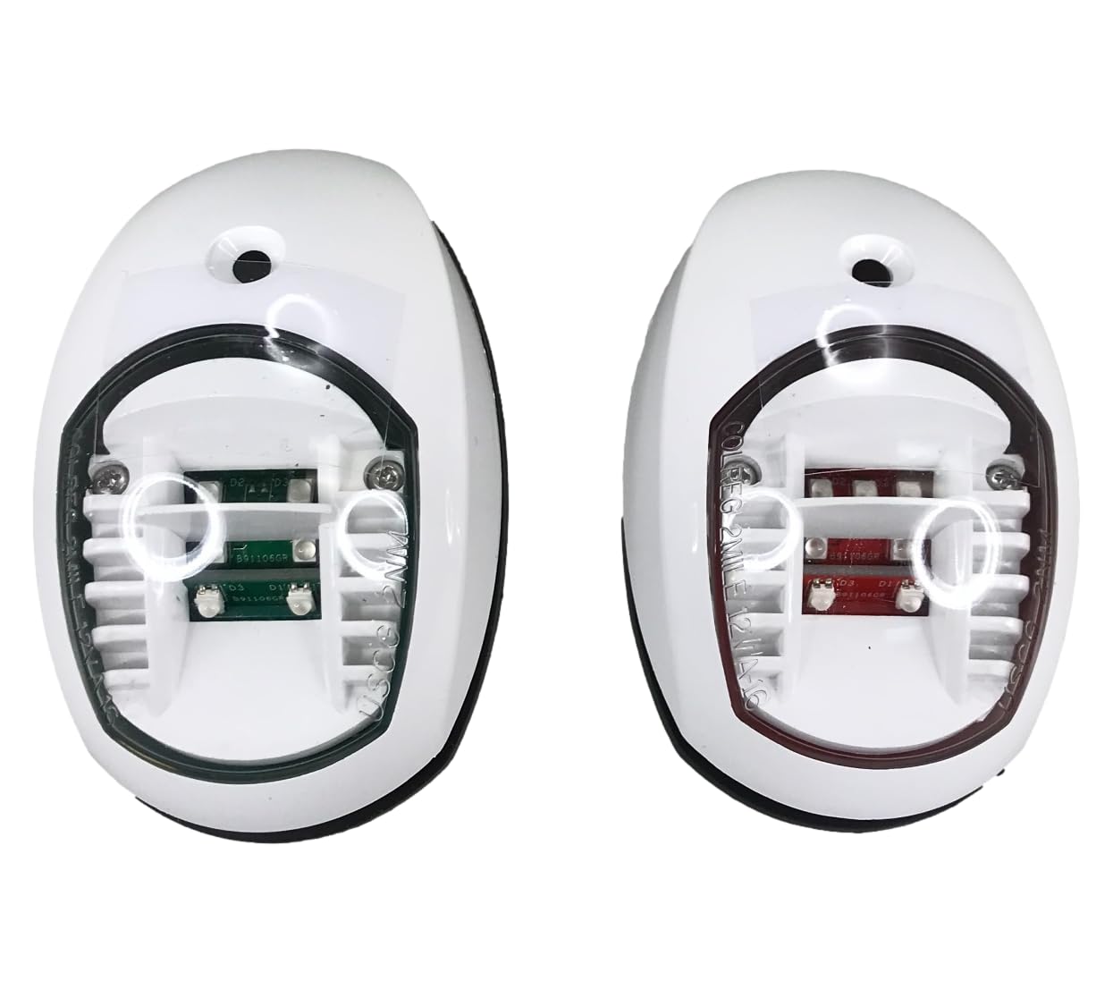 Pactrade Marine Boat Navigation Lights Red And Green Led Side Lights (Vertical Mount) - 2 Nm White Housing | Green Starboard Red Port Navigation Lights For Boats Led