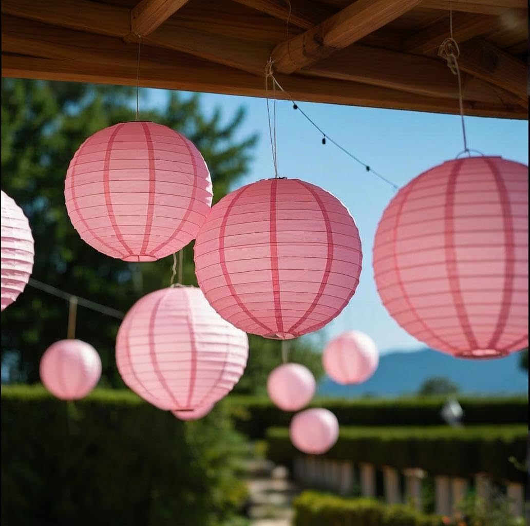 Capesaro Pink Paper Lanterns Decorative 10Pcs Party Hanging Decorations For Bachelorette Wedding Birthday Baby Shower Graduation Anniversary Mermaid Themed Room Decor Diy Activities