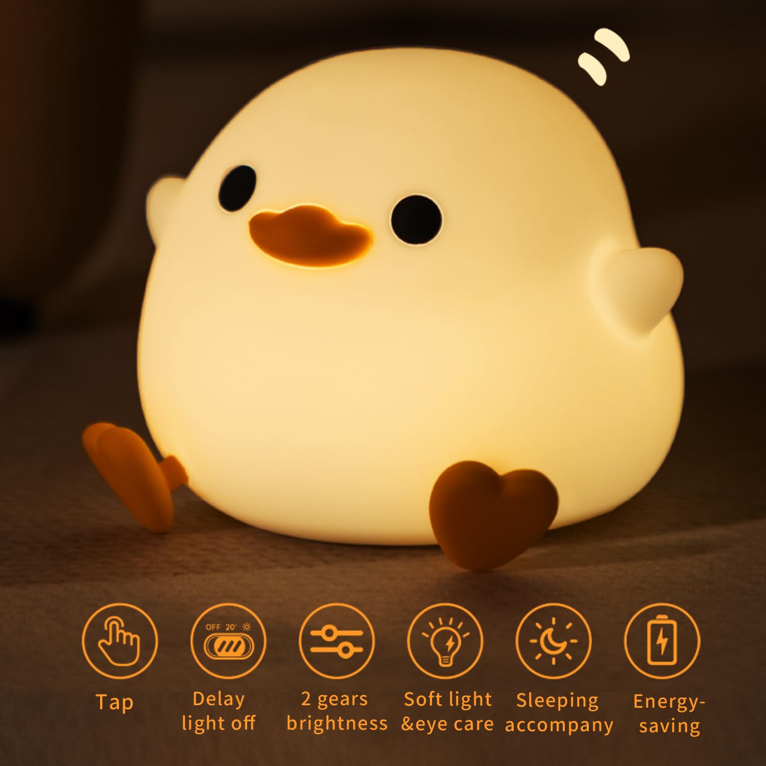 Bestfaith Cute Dodo Duck Night Light  Led Squishy Night Lamp  2 Gears Dimmable Nursery Nightlight For Kids  Rechargeable Touch Lamp  Dorm Decor  Kids Funny Gifts (Dodo Duck)